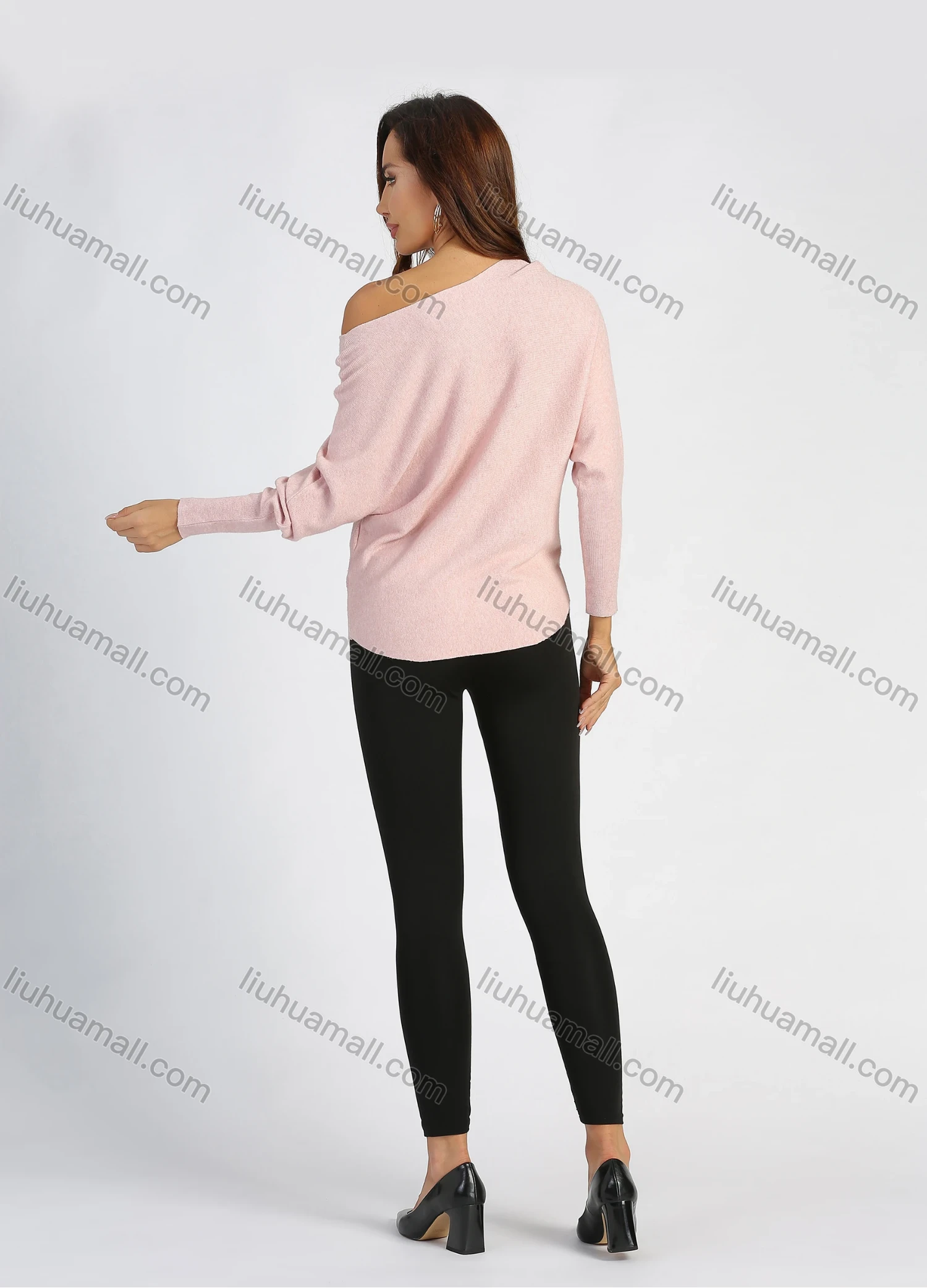 Wholesale Women's Lace 3D Floral Appliques Round Neck Long Sleeve Pullover Knit Top - Liuhuamall