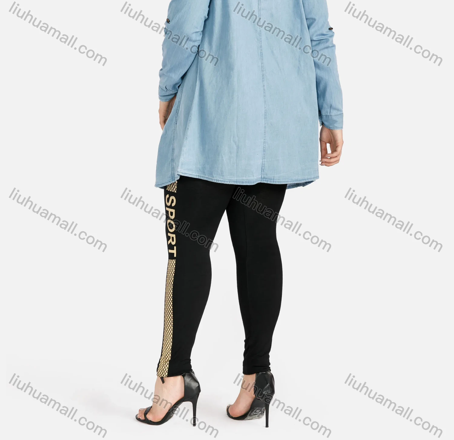 Wholesale Women's Casual Long Sleeve Flap Pocket Button Front Long Denim Shirt - Liuhuamall