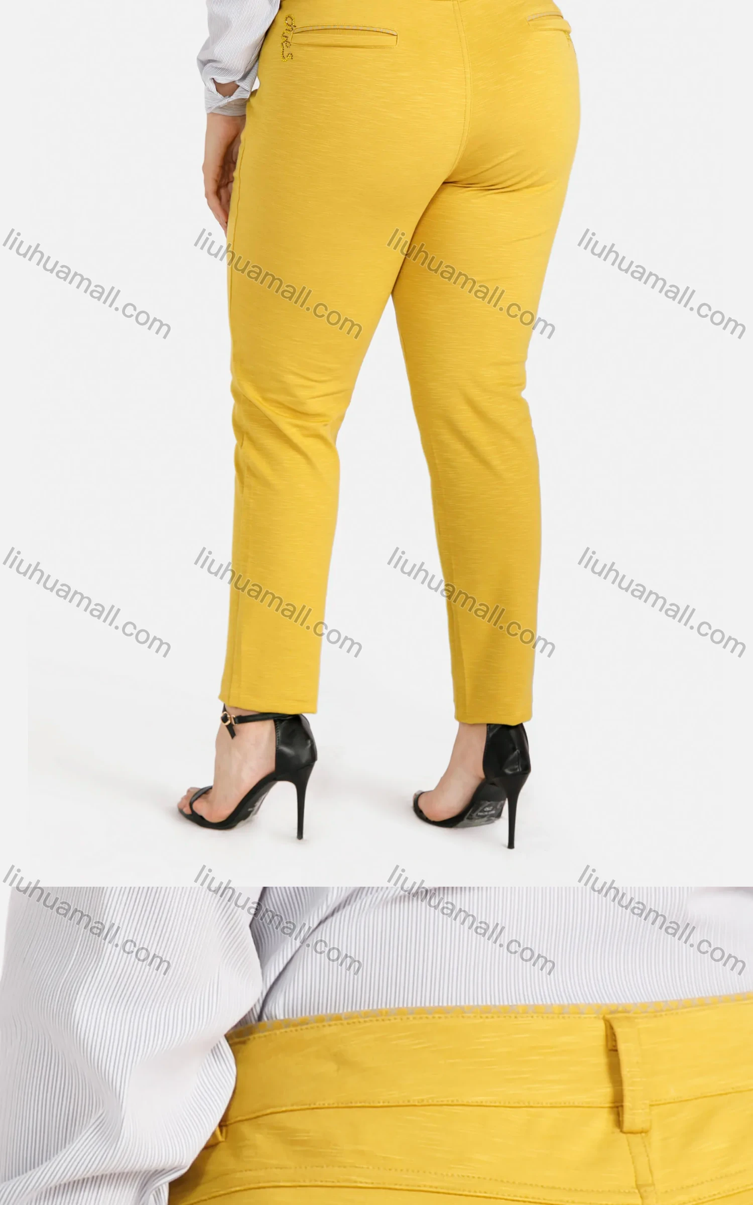 Wholesale Women's Casual Rhinestone Button Closure Skinny Pants - Liuhuamall