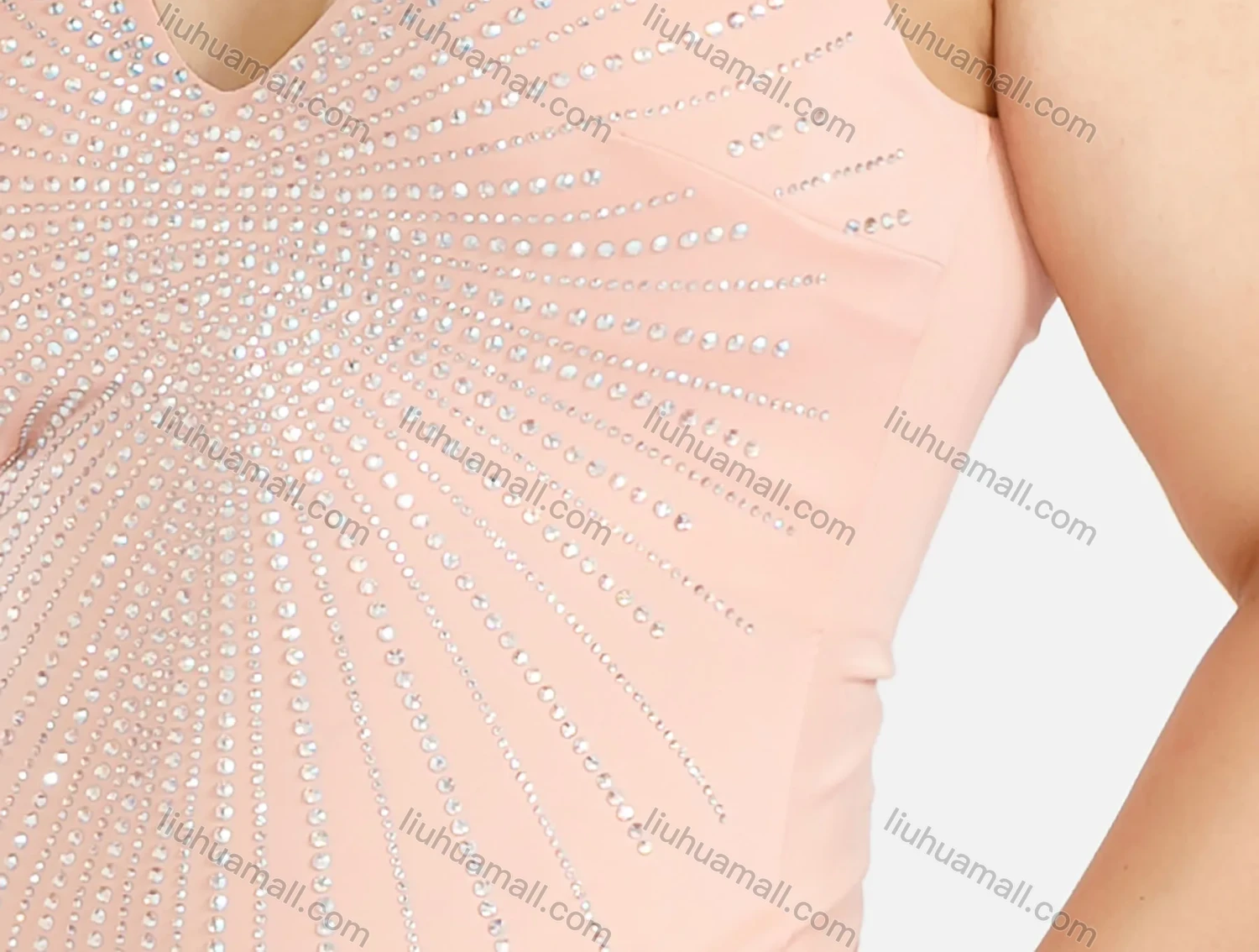 Wholesale Women's Elegant Plain Deep V Neck Sleeveless Rhinestone Zipper Tank Mermaid Evening Dress - Liuhuamall