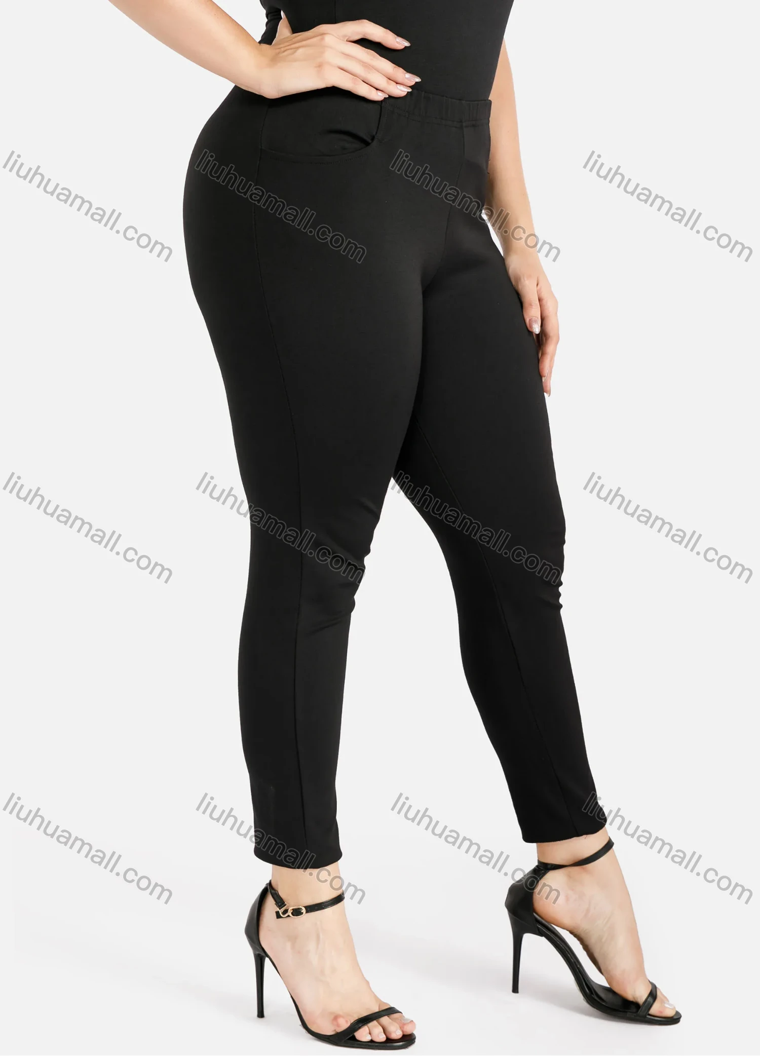 Wholesale Women's High Waist Stretch Skinny Pants - Liuhuamall