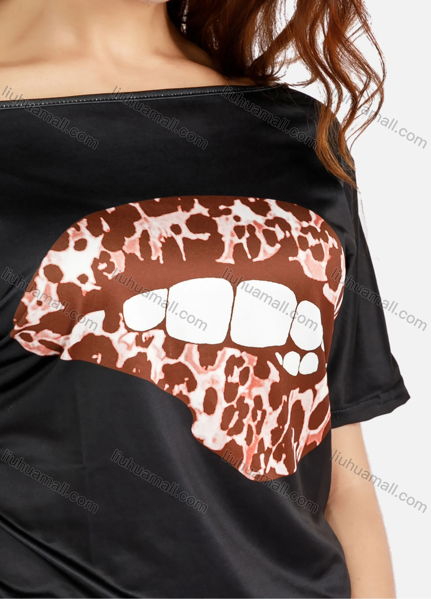 Wholesale Women's Summer Off Shoulder Tee&Allover Print Shorts Set - Liuhuamall