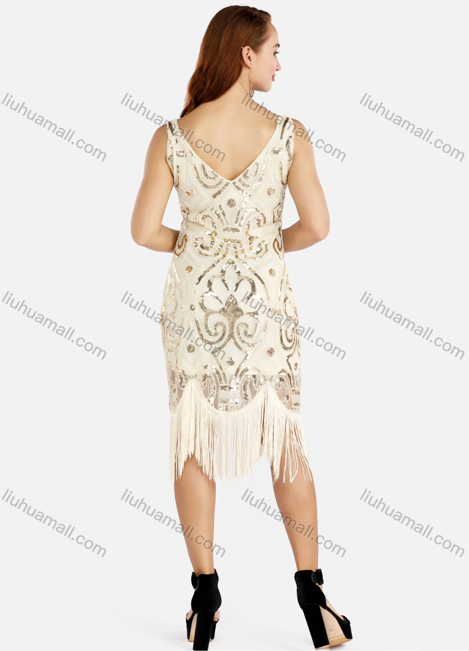 Wholesale Women's Casual Scoop Neck Sleeveless Slim Fit Fringe Trim Dress - Liuhuamall