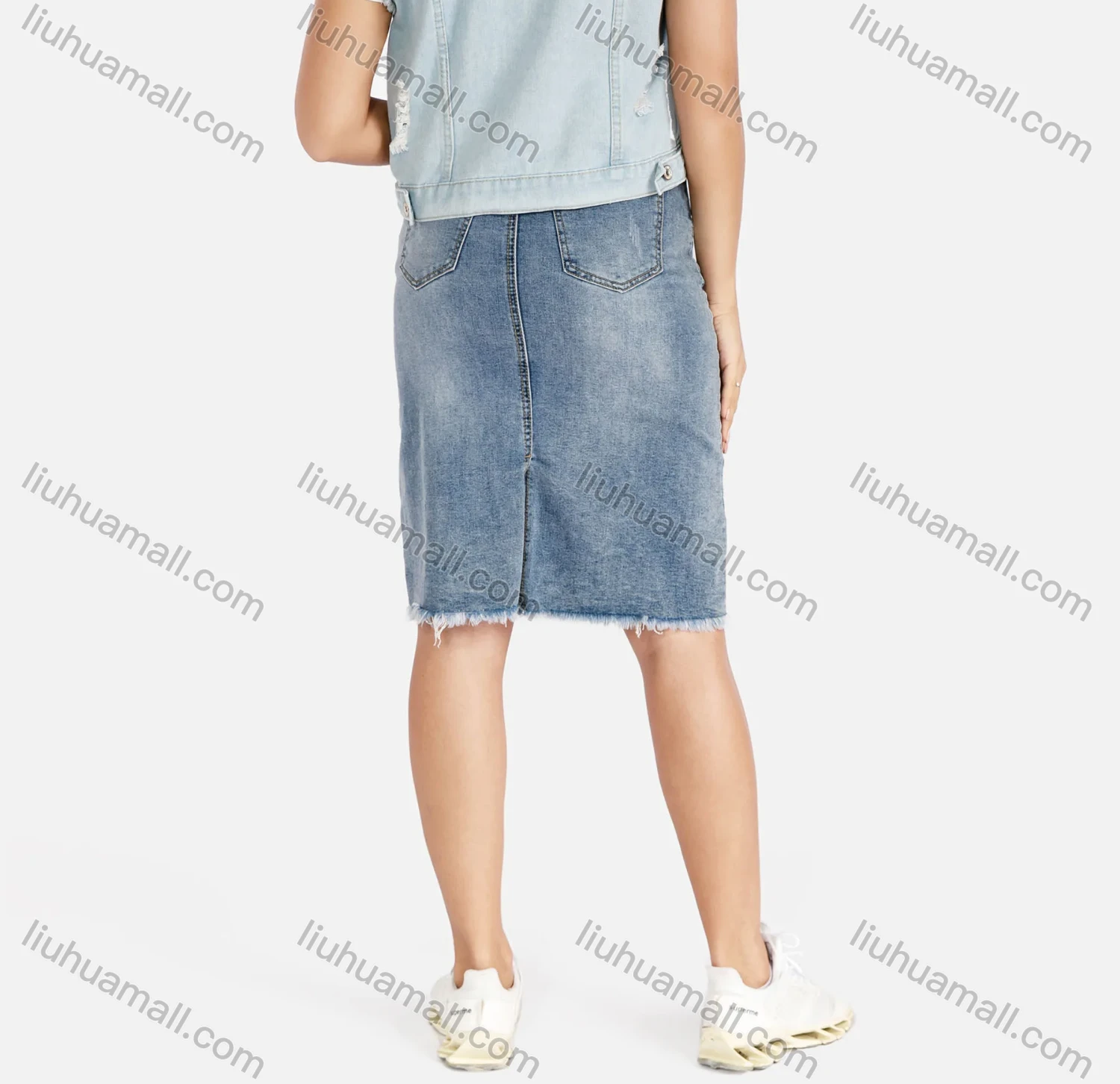 Wholesale Women's Graphic Print Distressed Flap Pockets Ripped Button Front Denim Vest - Liuhuamall