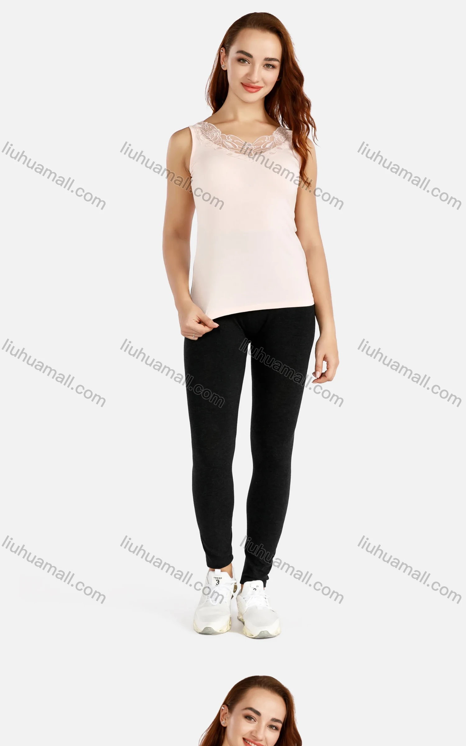 Wholesale Women's Summer Casual Spaghetti Straps Lace Applique Slim Fit Tank Top - Liuhuamall