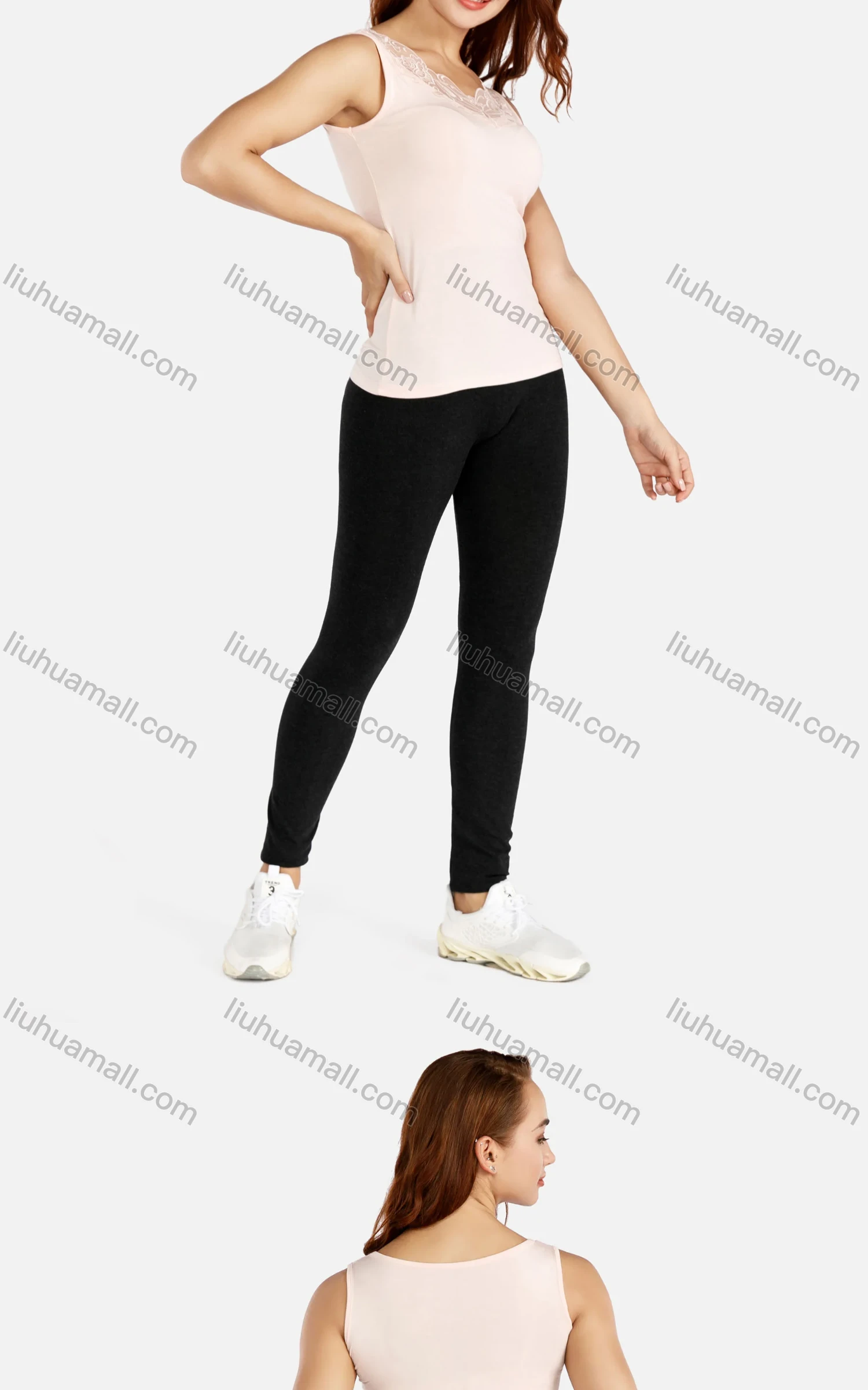 Wholesale Women's Summer Casual Spaghetti Straps Lace Applique Slim Fit Tank Top - Liuhuamall