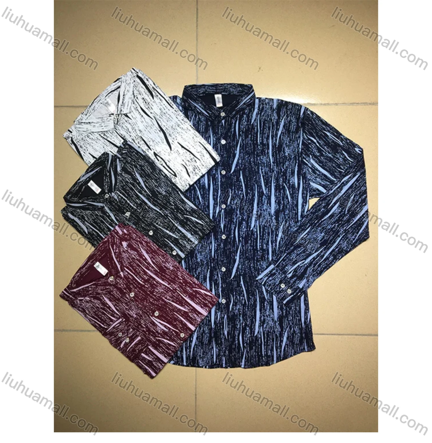 Wholesale Men's Casual Long Sleeve Abstract Print Button Down Shirt - Liuhuamall