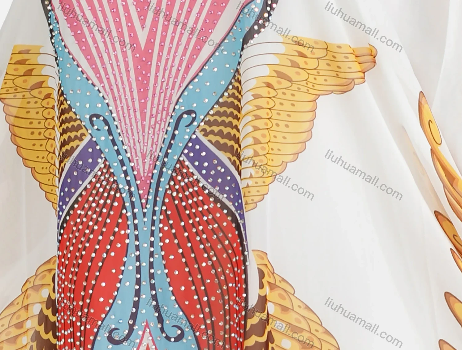 Wholesale Women's African Tribal Print Rhinestone Slit Hem Plus Size Kaftan Dress - Liuhuamall