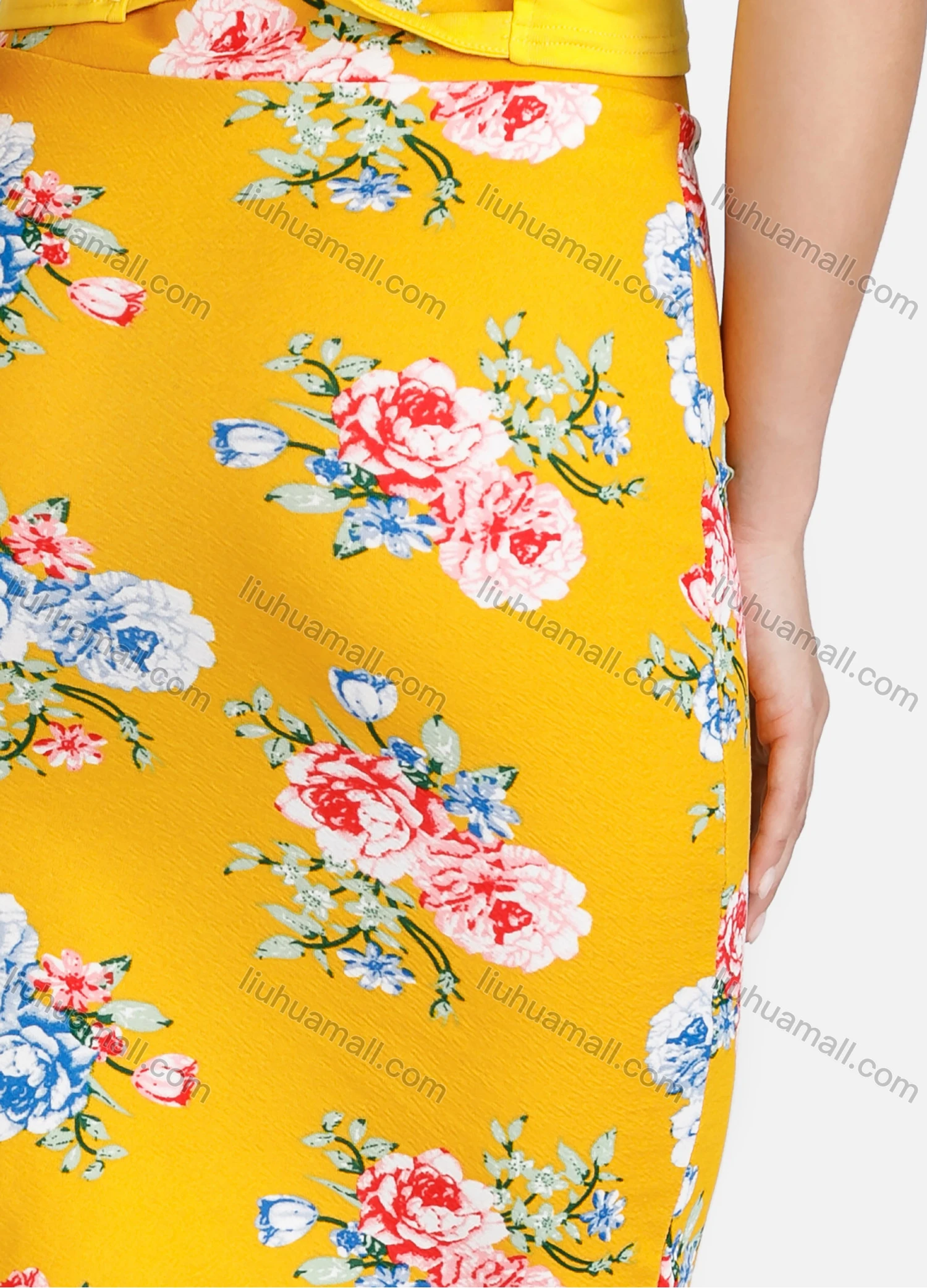 Wholesale Women's Summer Casual Floral Knee Length High Waist Pencil Skirt - Liuhuamall
