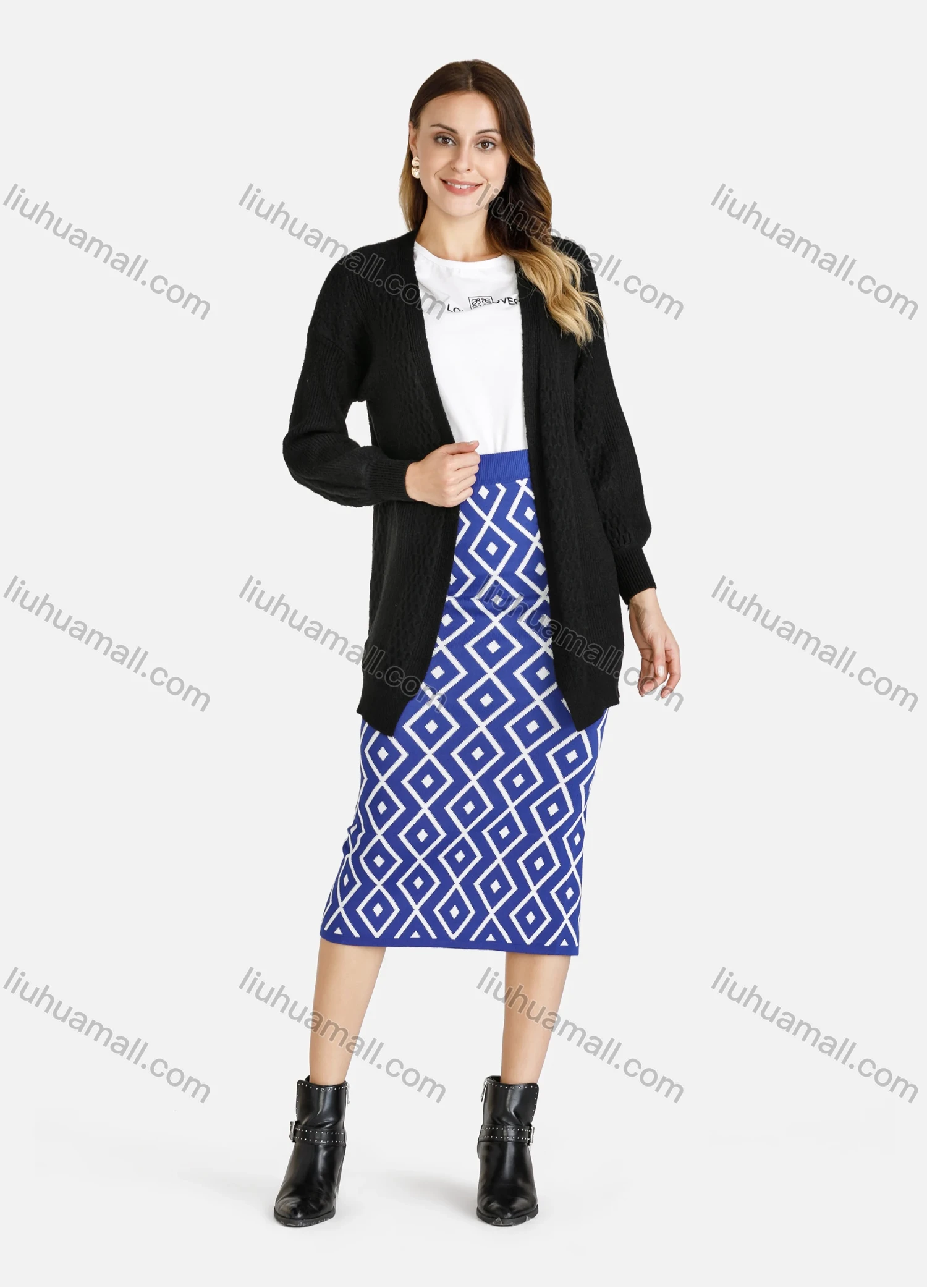 Wholesale Women's Casual Long Sleeve Plain Knit Cardigan - Liuhuamall