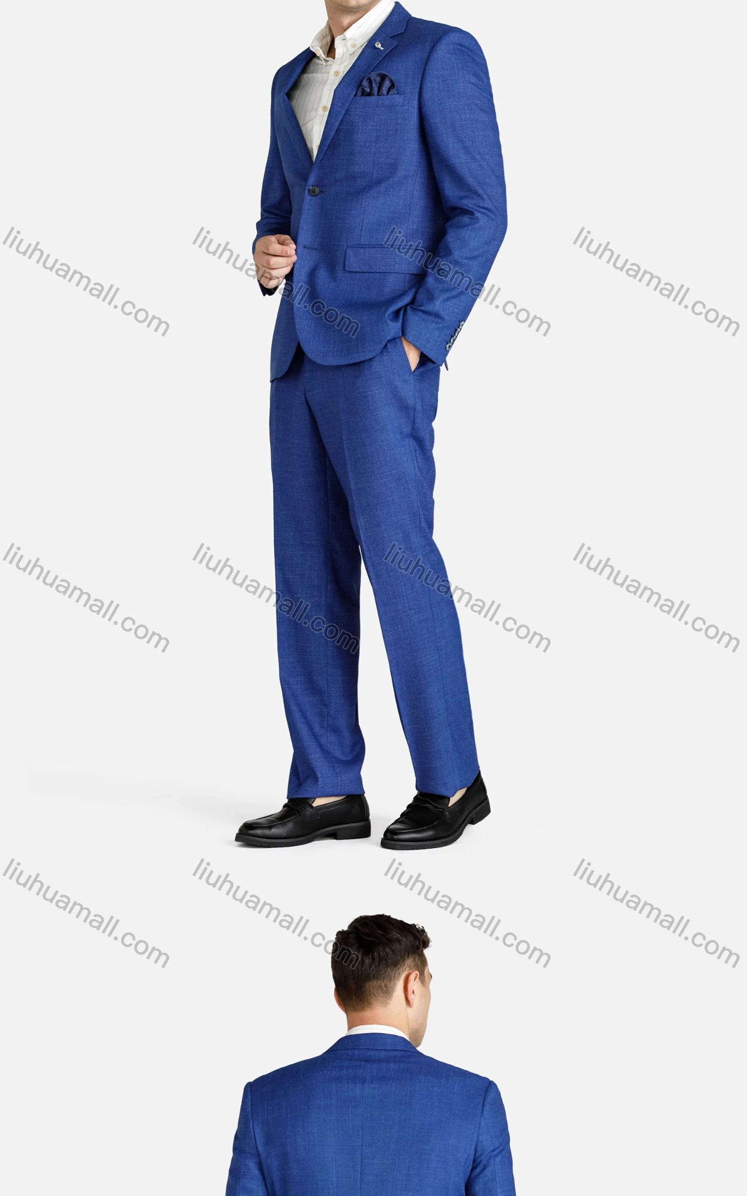 Wholesale Men's Formal Plain Single Breasted Patch Pocket Lapel Blazer & Pant 2 Piece Suit Sets - Liuhuamall