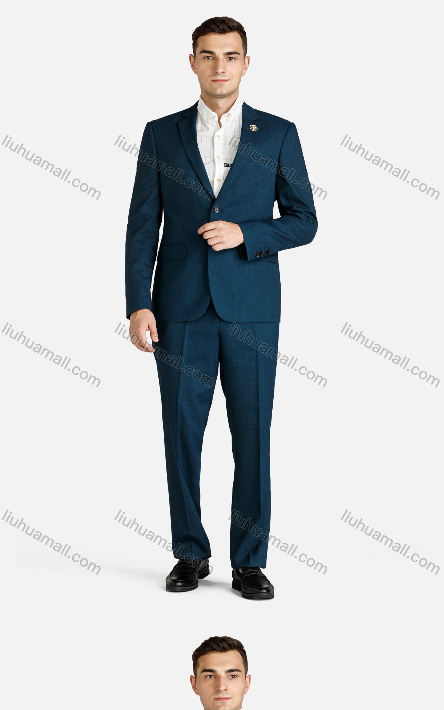 Wholesale Men's Formal Plain Single Breasted Pockets Slim Fit Lapel Blazer & Pant 2-Piece Suit Set - Liuhuamall
