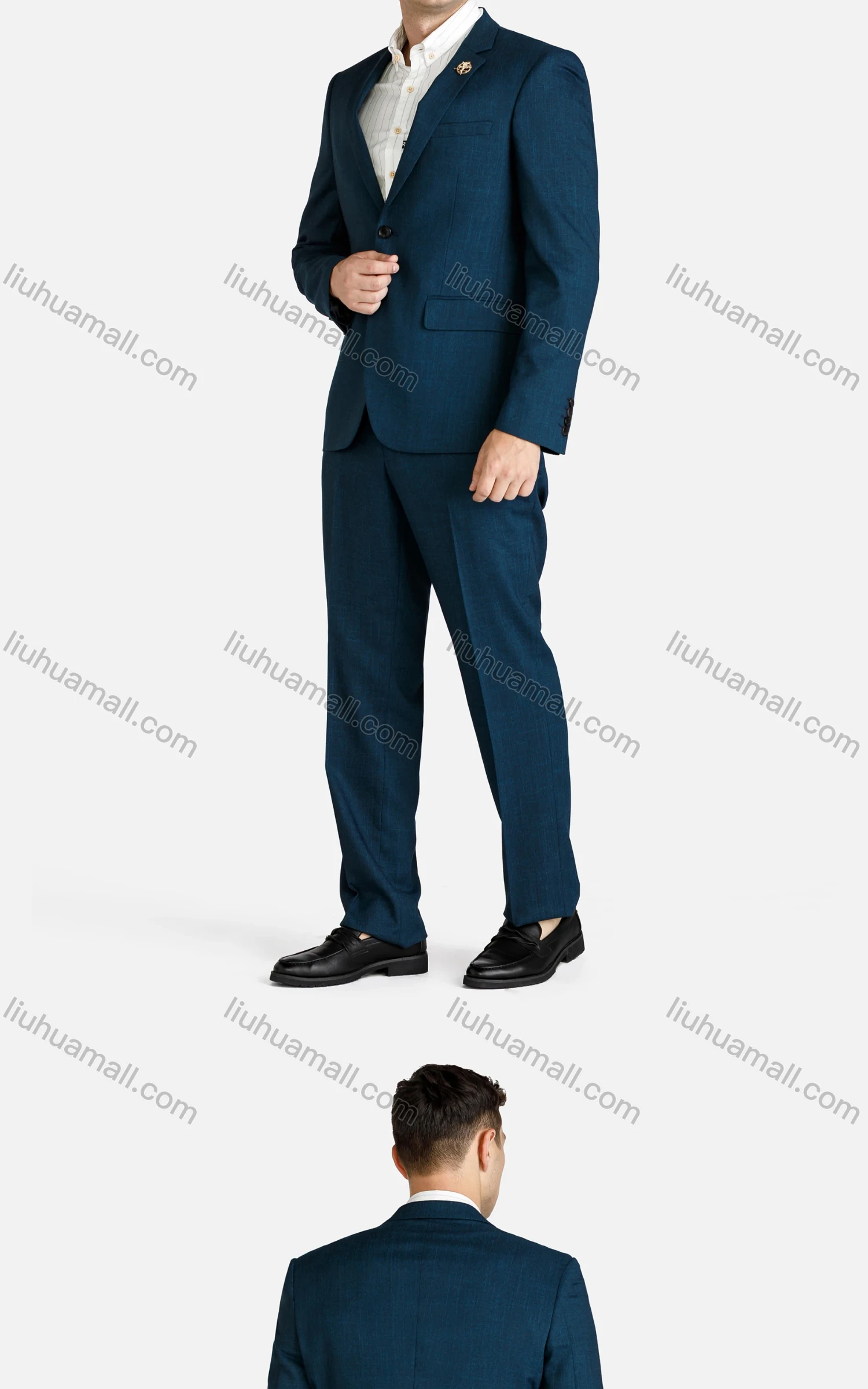 Wholesale Men's Formal Plain Single Breasted Pockets Slim Fit Lapel Blazer & Pant 2-Piece Suit Set - Liuhuamall