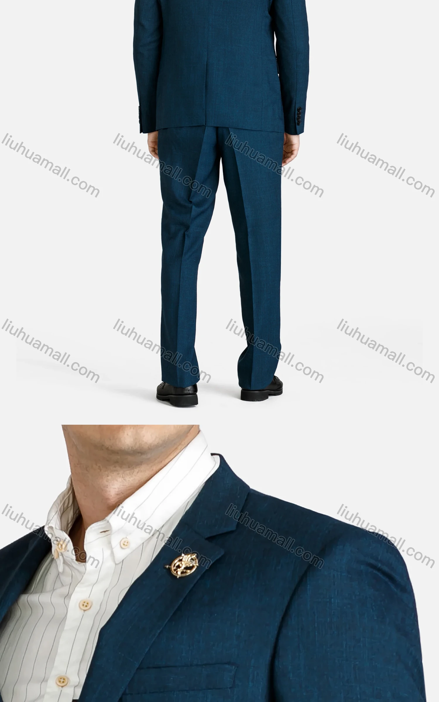 Wholesale Men's Formal Plain Single Breasted Pockets Slim Fit Lapel Blazer & Pant 2-Piece Suit Set - Liuhuamall