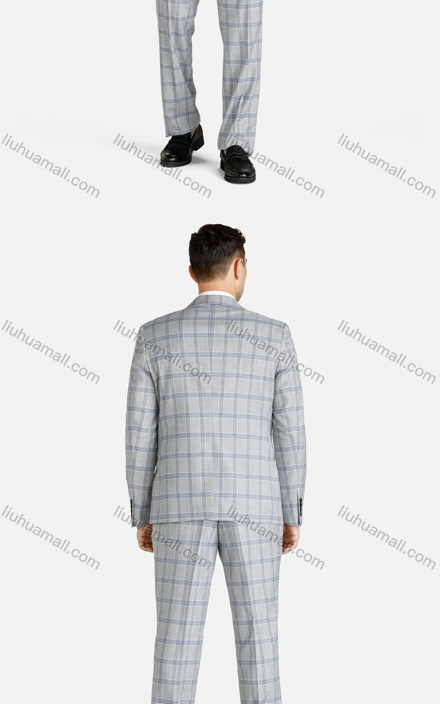 Wholesale Men's Formal Plaid Slim Fit Single Breasted Pockets Blazer & Trousers 2-Piece Suit Set - Liuhuamall