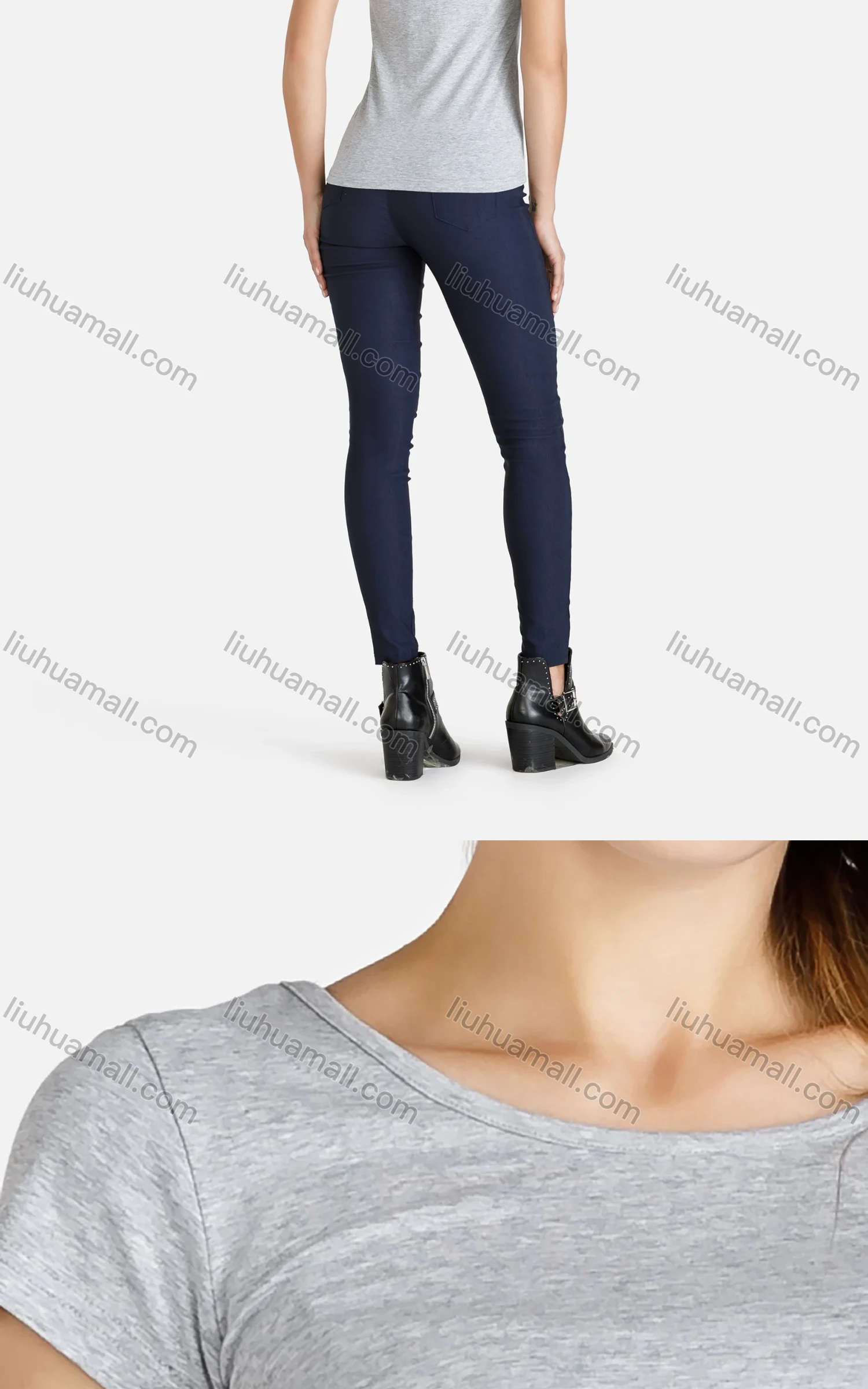 Wholesale Women's Summer Round Neck Tee&Stretch Skinny Pants Set - Liuhuamall