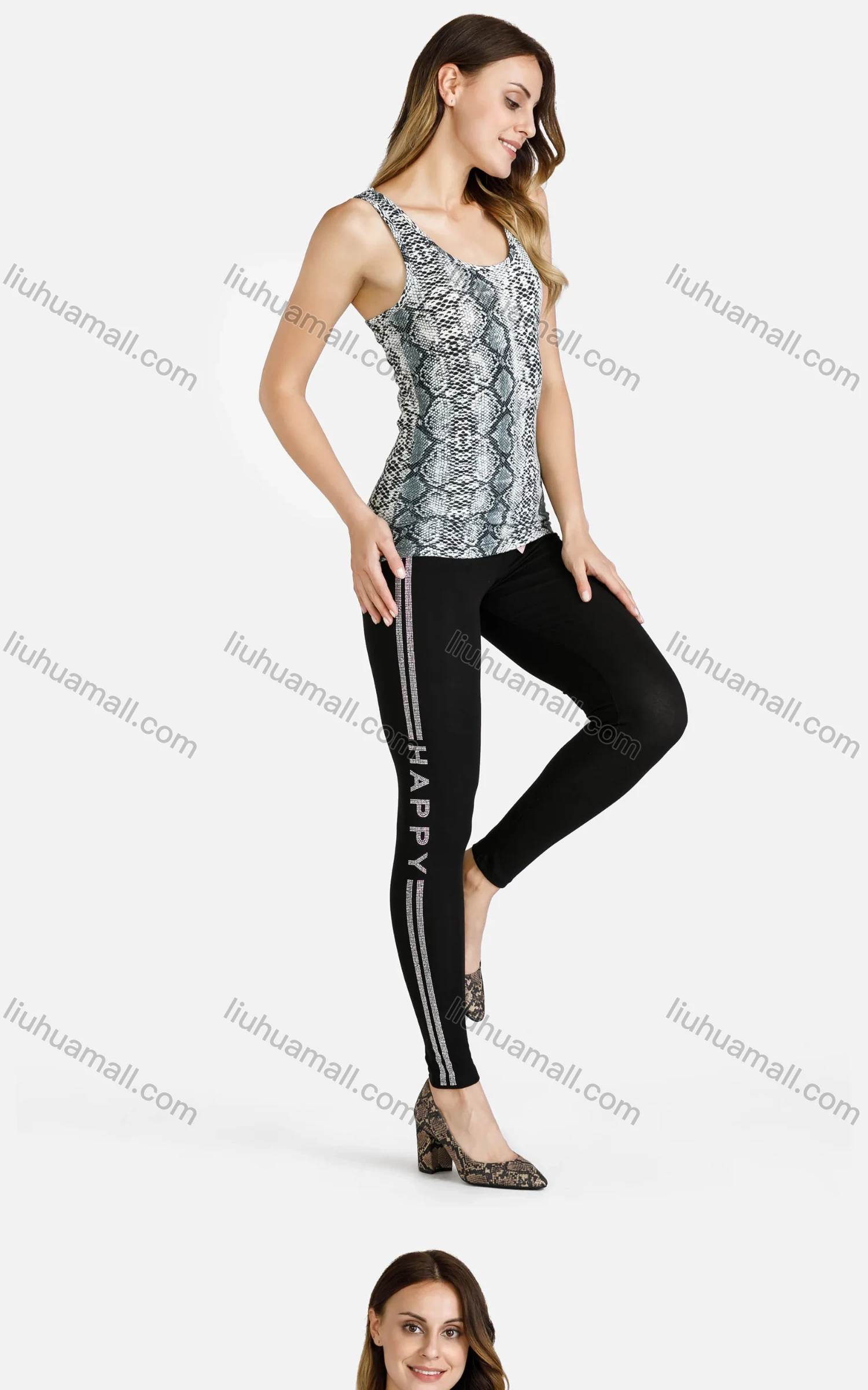 Wholesale Women's Summer Allover Sequin Tank Top&Skinny Pants Set - Liuhuamall