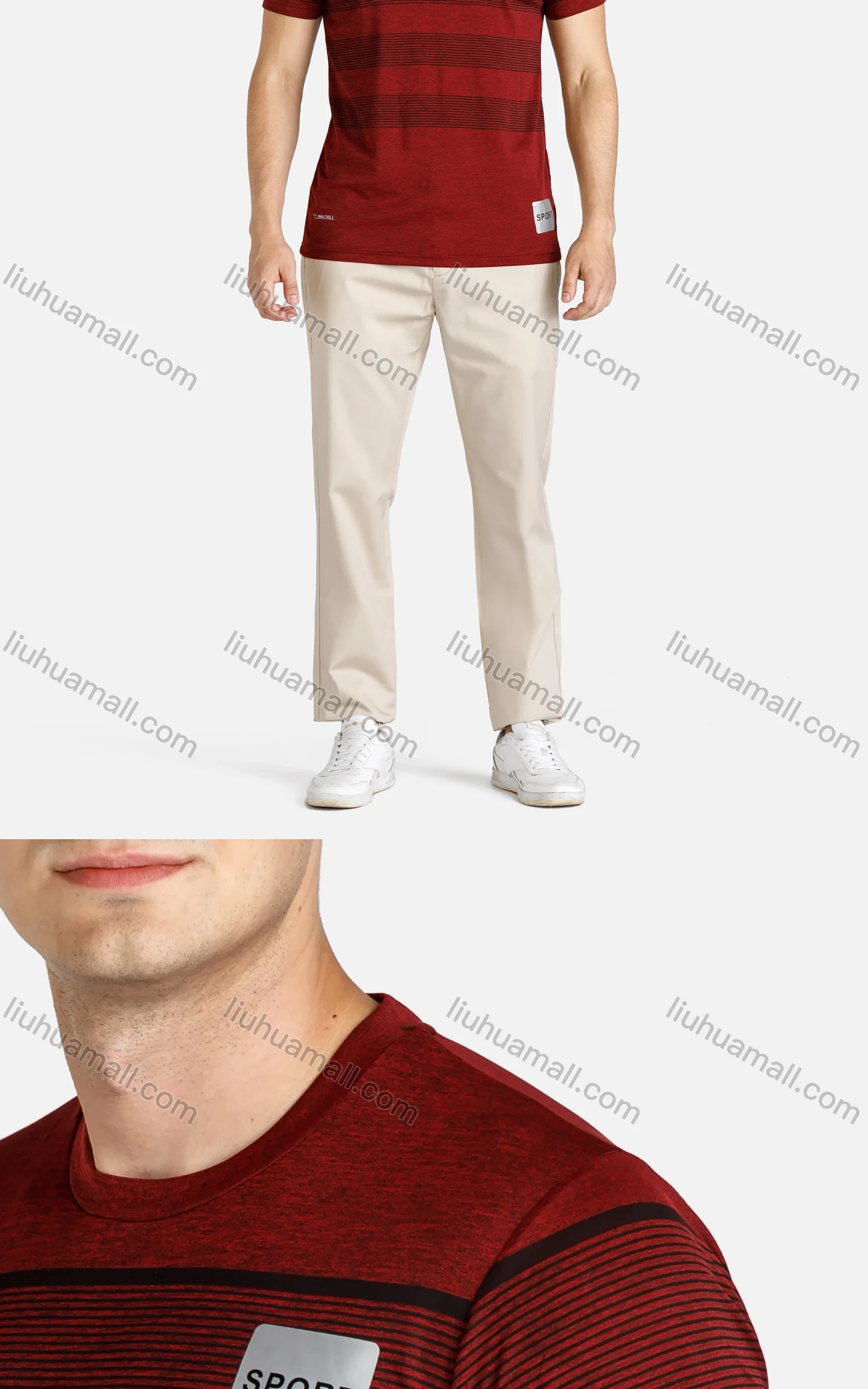 Wholesale Men's Sporty Round Neck Short Sleeve Slim Fit Striped Quick Dry Tee - Liuhuamall