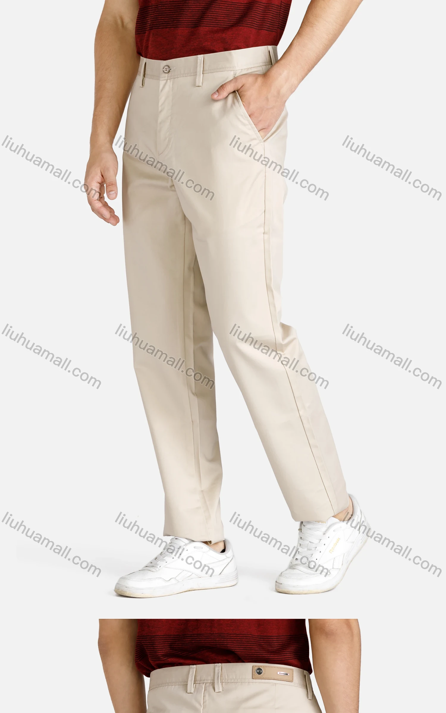 Wholesale Men's Casual Multiple Pockets Zipper Fly Plain Straight Leg Chino Pants - Liuhuamall