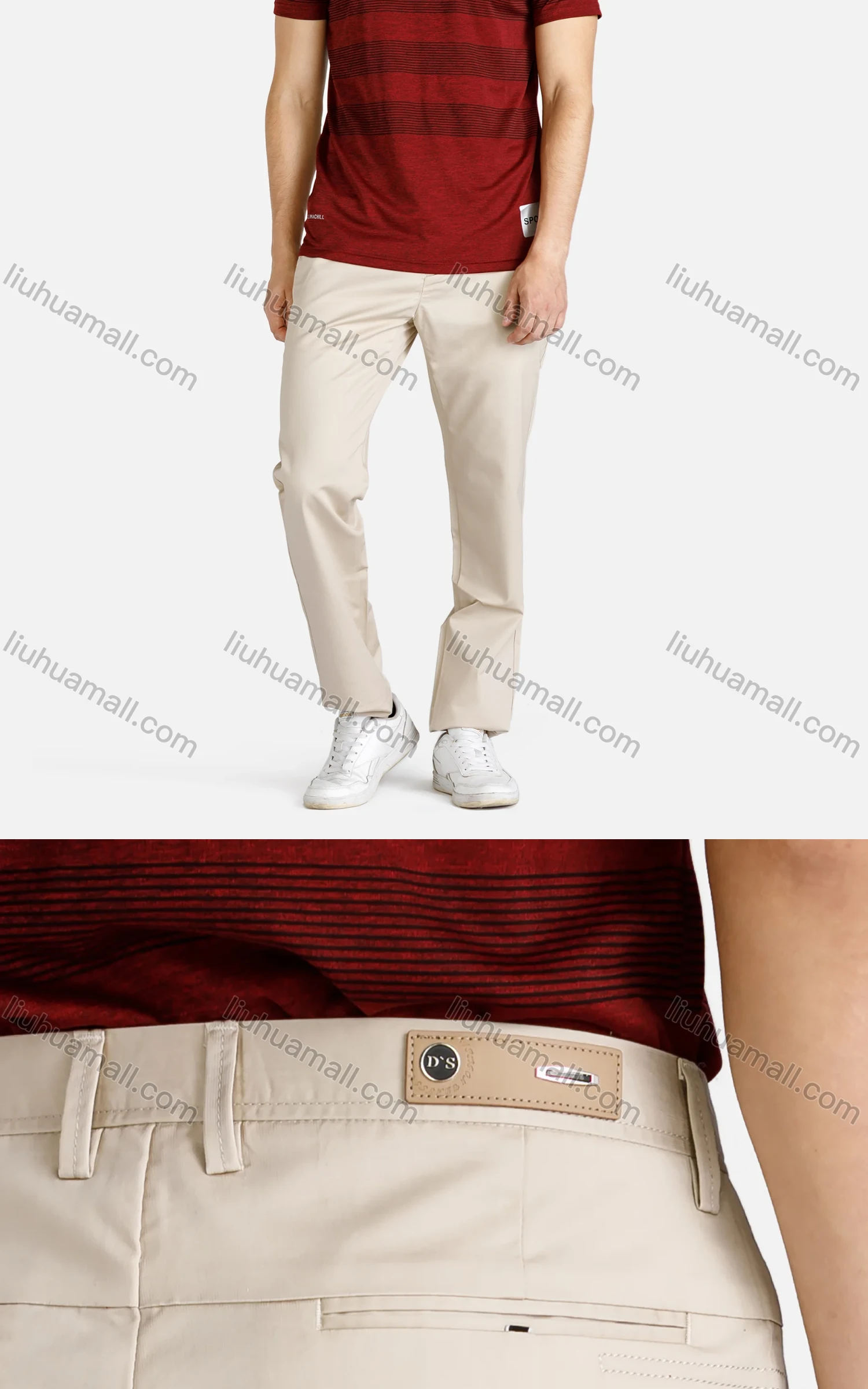 Wholesale Men's Casual Multiple Pockets Zipper Fly Plain Straight Leg Chino Pants - Liuhuamall