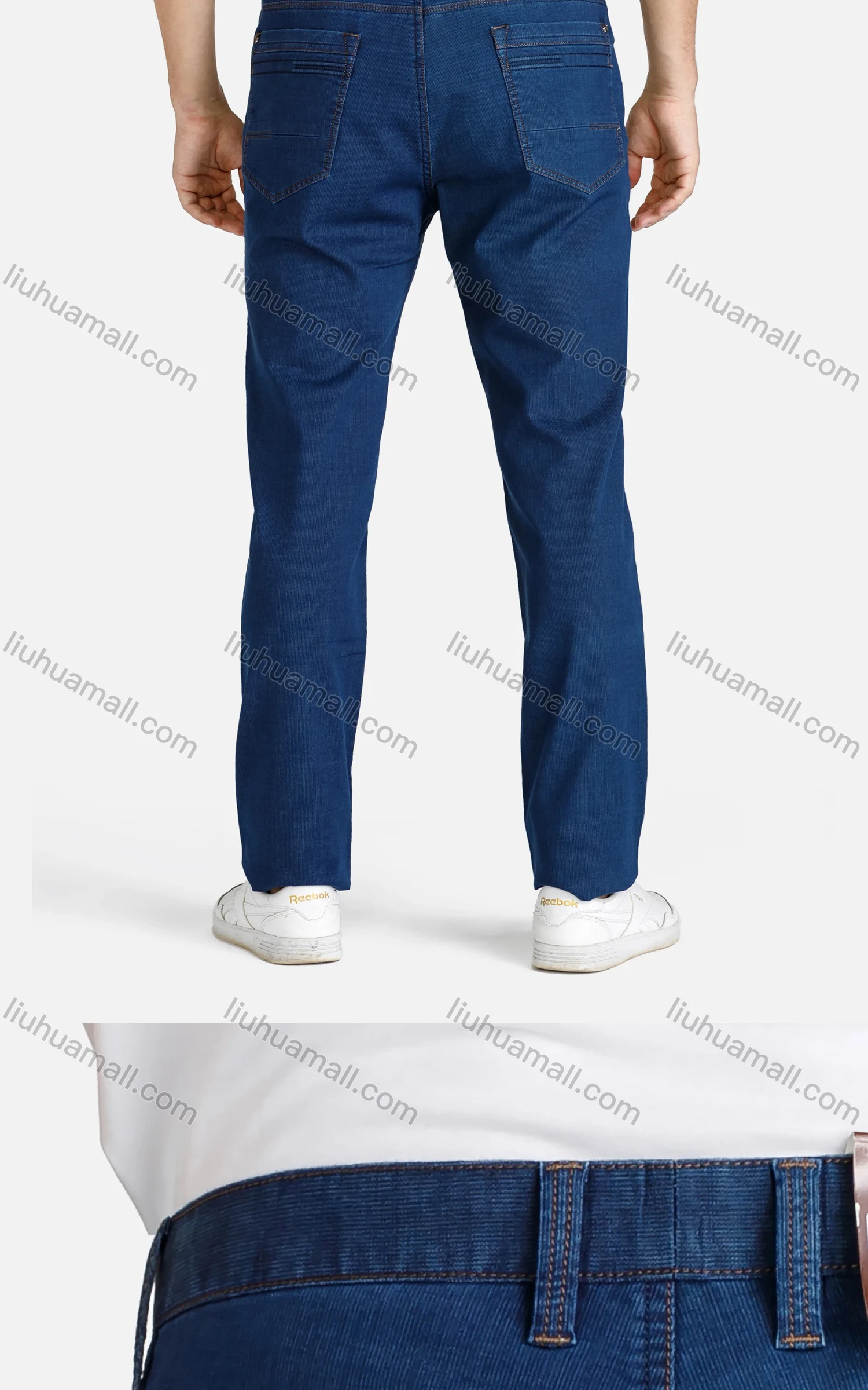 Wholesale Men's Casual Straight Leg Zipper Fly Multiple Pockets Plain Jeans - Liuhuamall