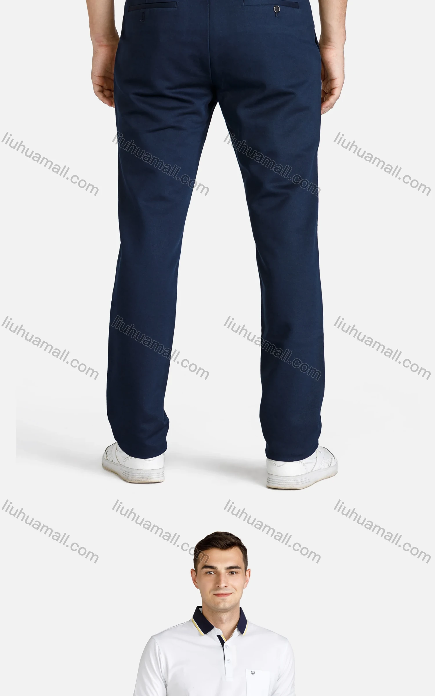 Wholesale Men's Casual Straight Leg Zipper Fly Plain Long Pants - Liuhuamall