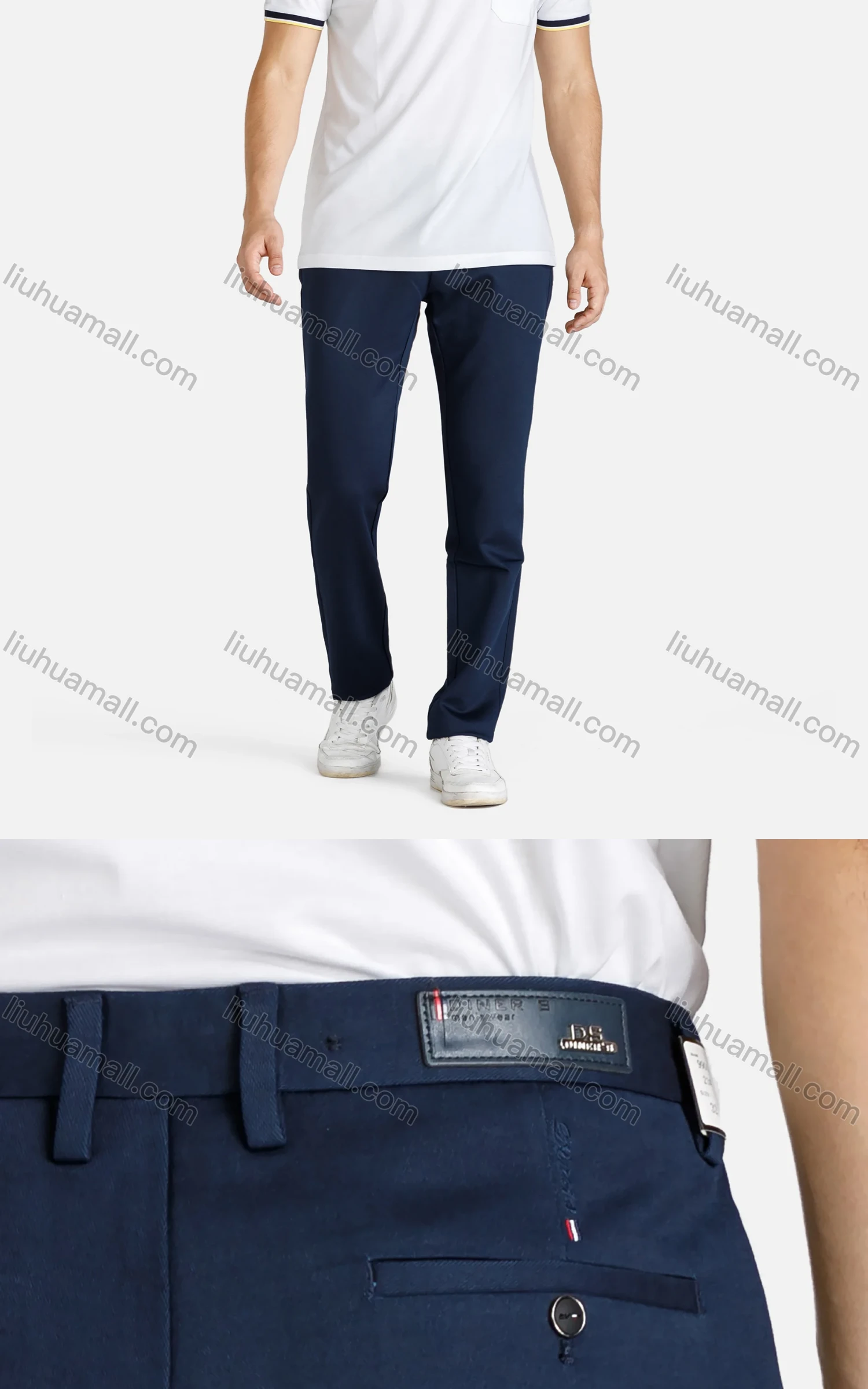 Wholesale Men's Casual Straight Leg Zipper Fly Plain Long Pants - Liuhuamall