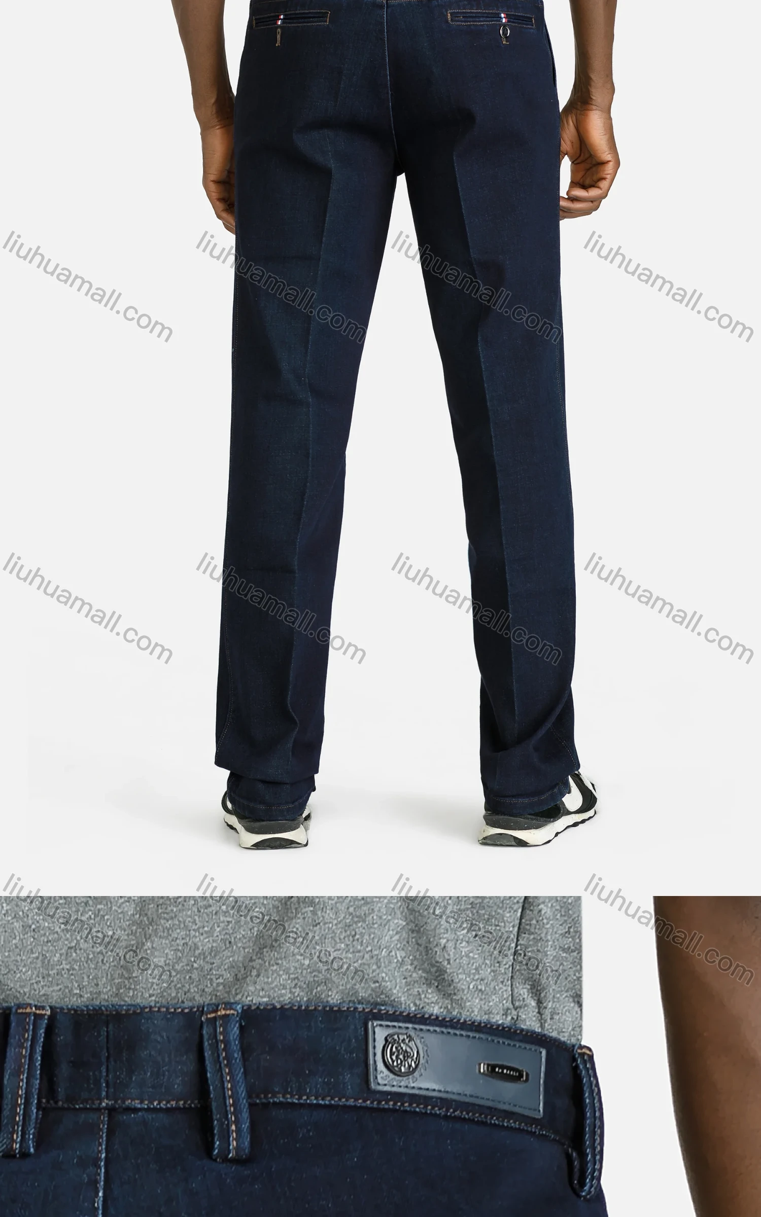 Wholesale Men's Casual Straight Leg Zipper Fly Pockets Plain Jeans - Liuhuamall