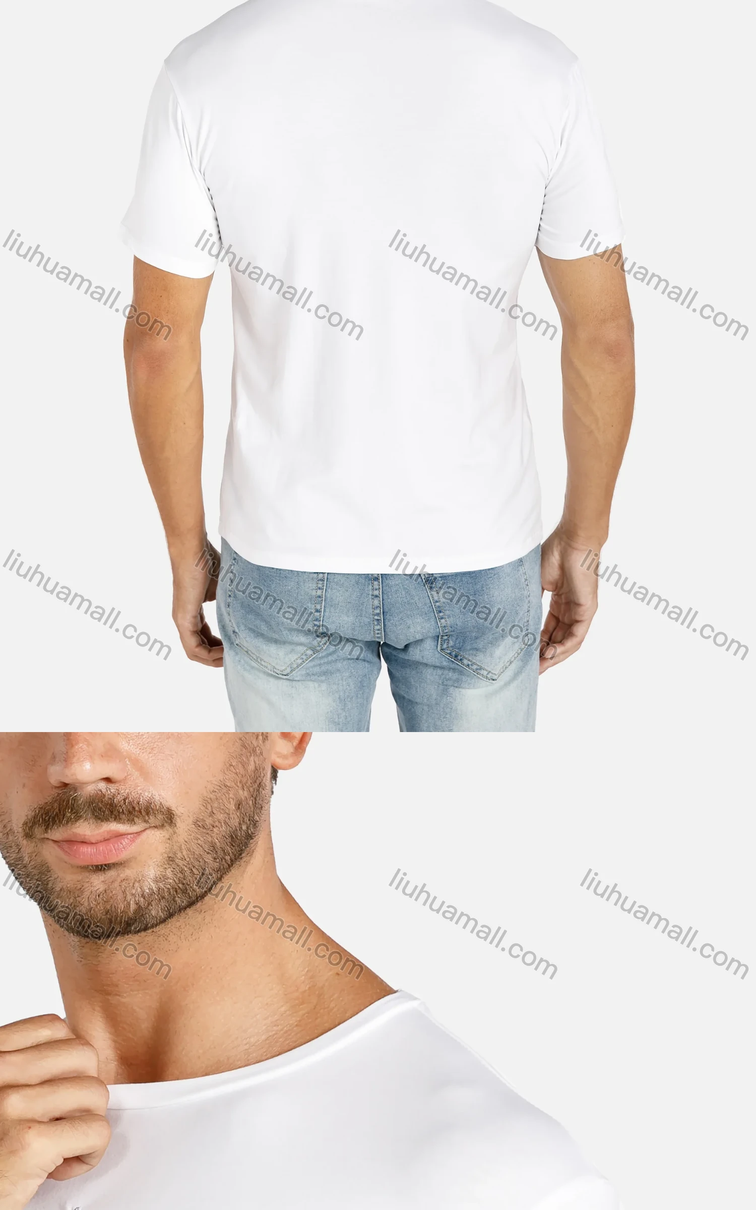 Wholesale Men's Casual Round Neck Geometric Splicing Short Sleeve Tee - Liuhuamall