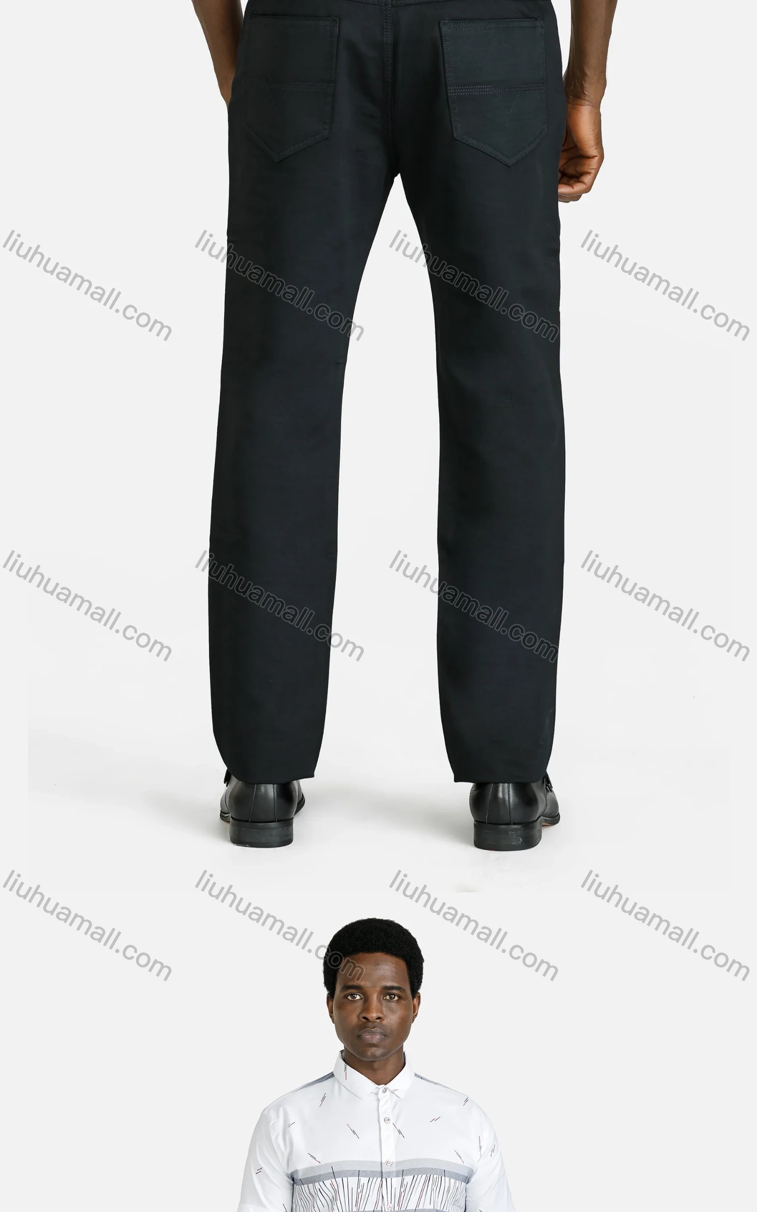 Wholesale Men's Casual Straight Leg Zipper Fly Pockets Plain Long Chino Pants - Liuhuamall