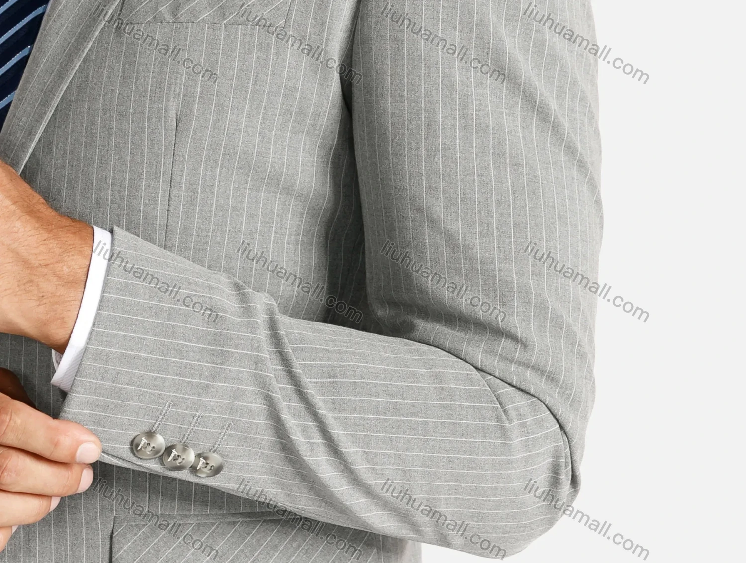 Wholesale Men's Striped Lapel Collar Blazer&Pants Slim Fit Suit Set - Liuhuamall