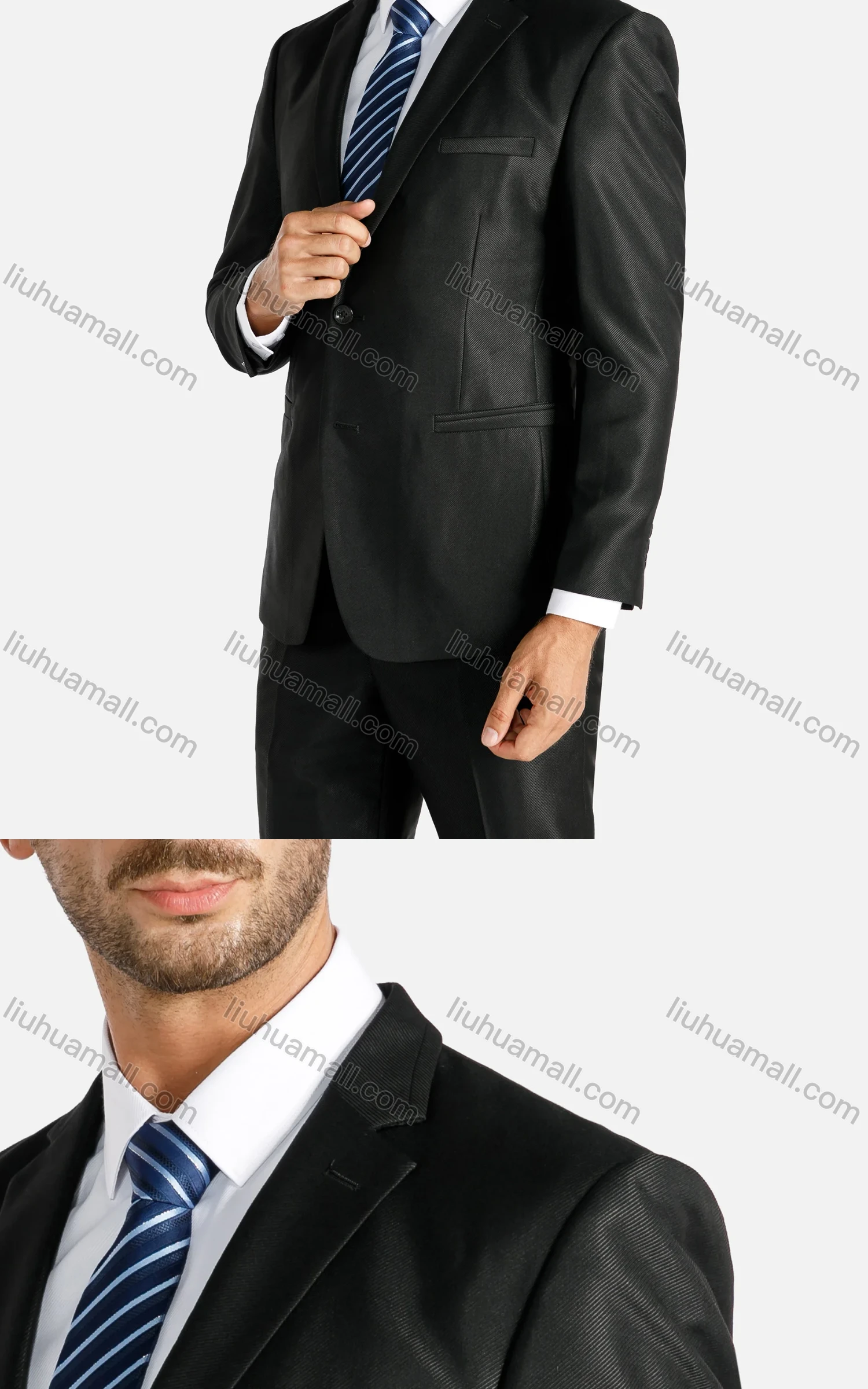 Wholesale Men's 2-Piece Lapel Button Solid Blazer&Pants Suit Set - Liuhuamall