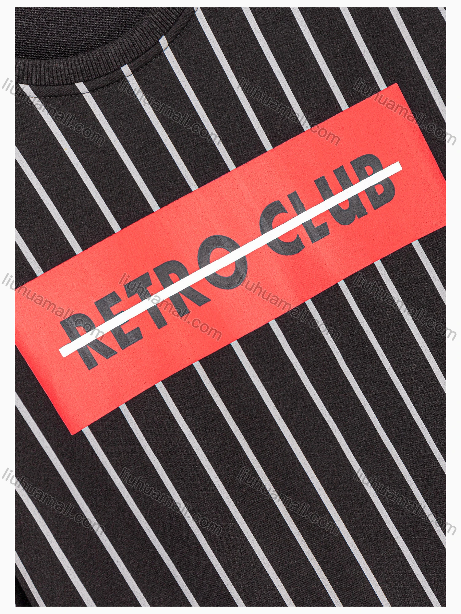 Wholesale Men's Striped Letter Print Round Neck Casual Pullover Sweatshirt E2047# - Liuhuamall