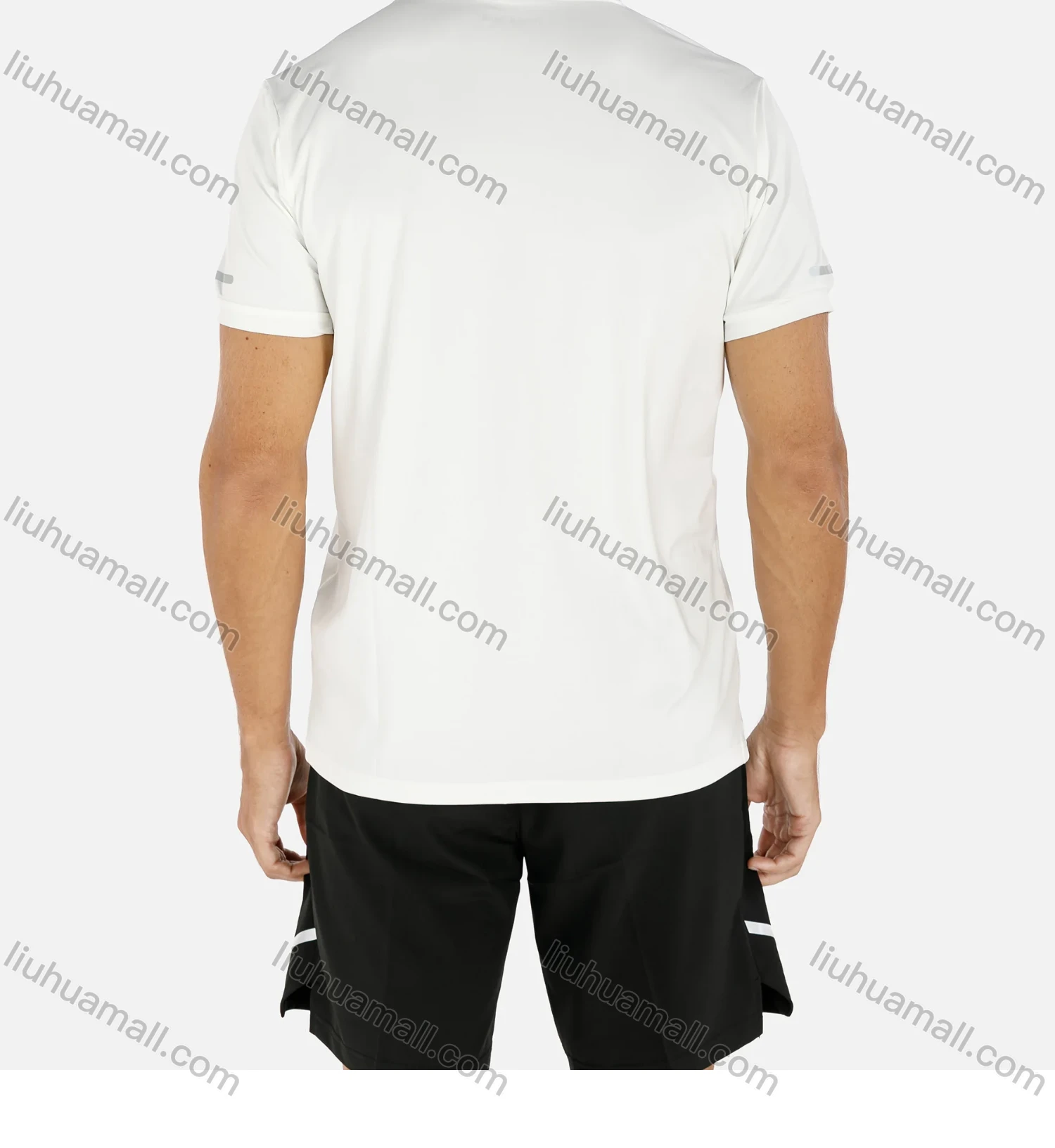 Wholesale Men's Sporty Plain Round Neck Short Sleeve Reflective Stripes Quick Dry Tee - Liuhuamall