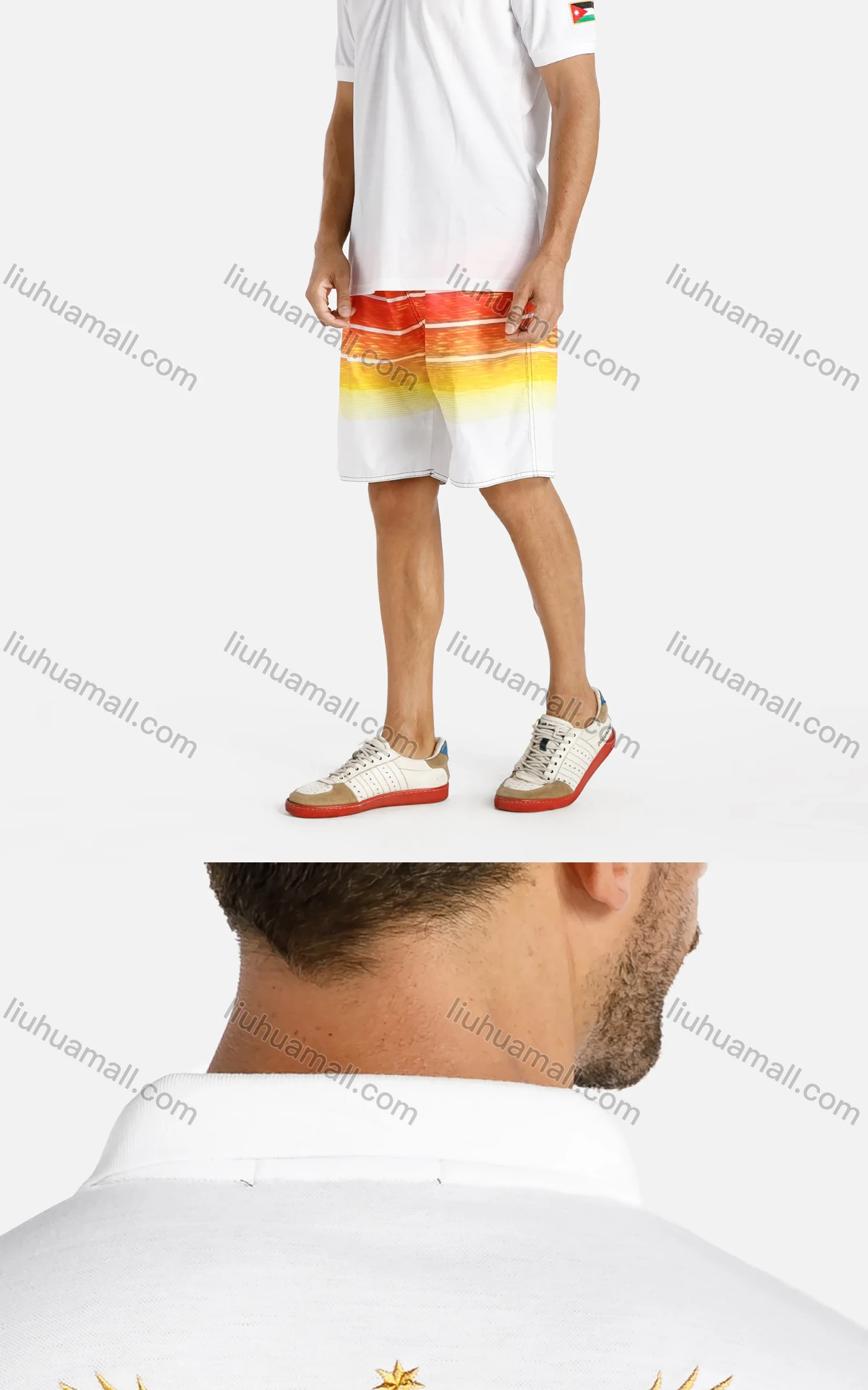 Wholesale Men's Embroidered Eagle Flag Short Sleeve Polo Shirt - Liuhuamall