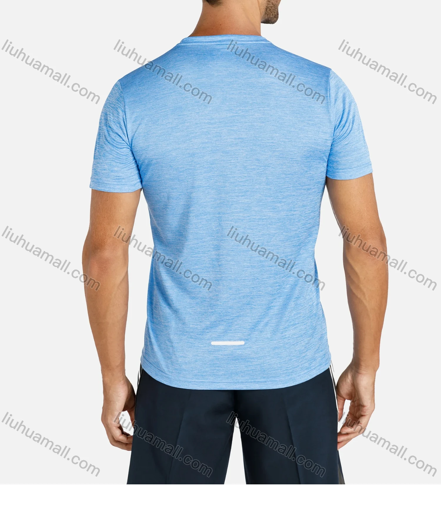 Wholesale Men's Sporty Plain Quick Dry Short Sleeve Round Neck Reflective Stripes Tee - Liuhuamall