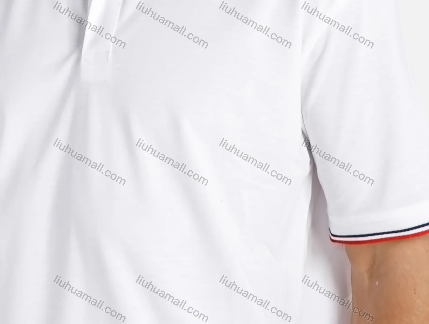 Wholesale Men's Striped Trim Regular Fit Short Sleeve Polo Shirt - Liuhuamall