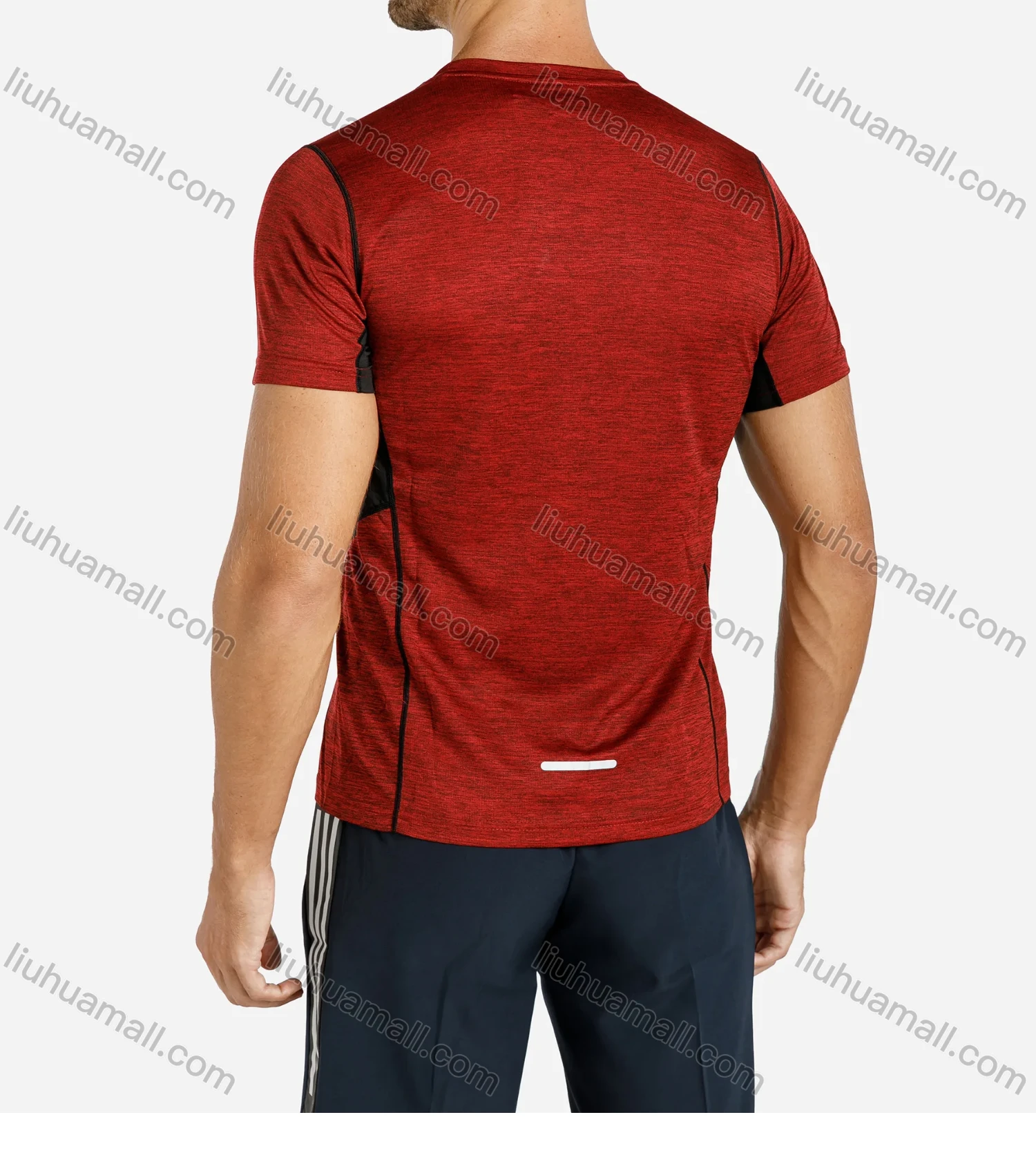 Wholesale Men's Sporty Short Sleeve Plain Colorblock Crew Neck Quick Dry Stretch Topstitch Sewing T-shirts - Liuhuamall