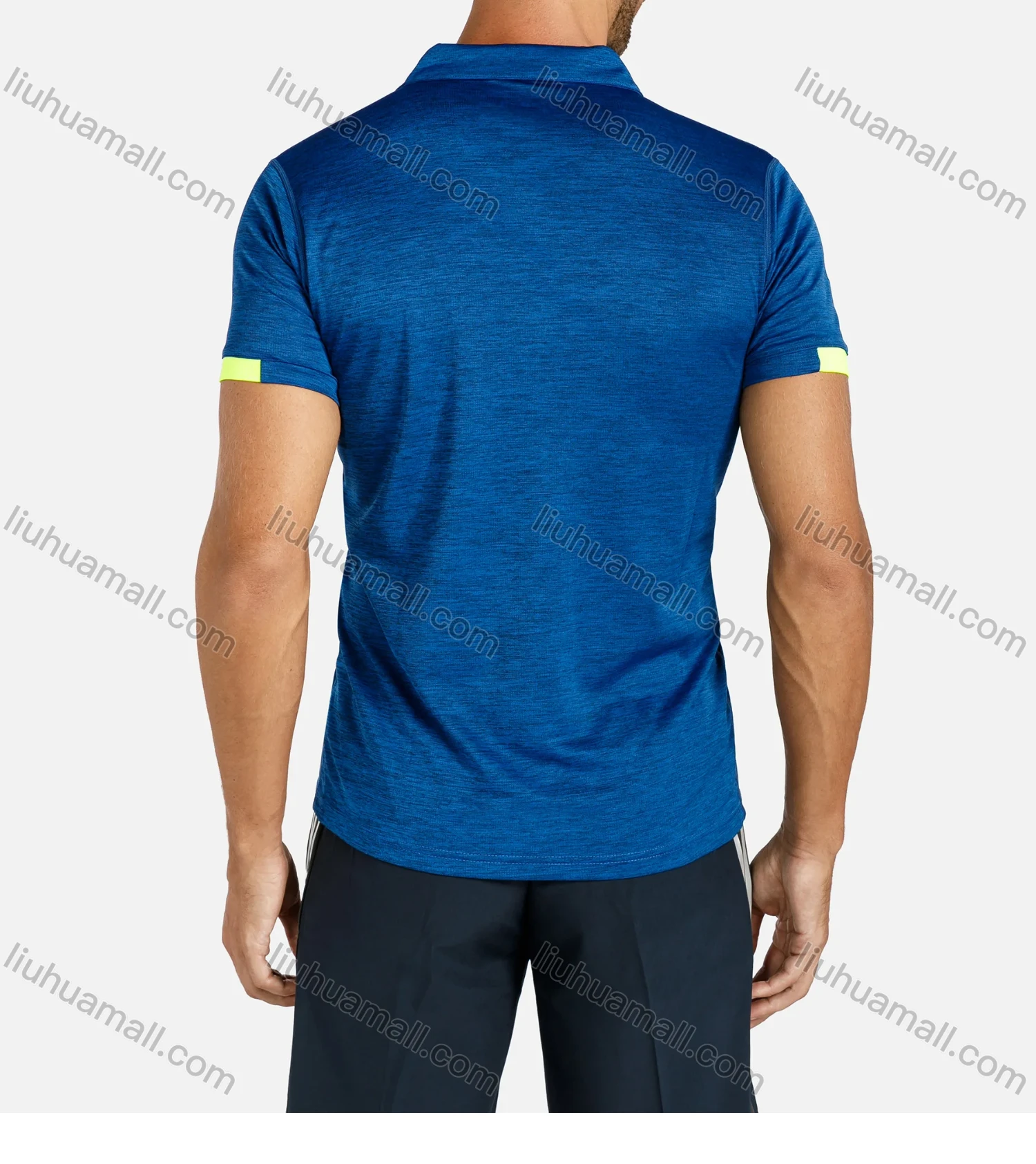 Wholesale Men's Sporty Short Sleeve Plain Slim Fit Quick Dry Stretch Polo Shirt - Liuhuamall