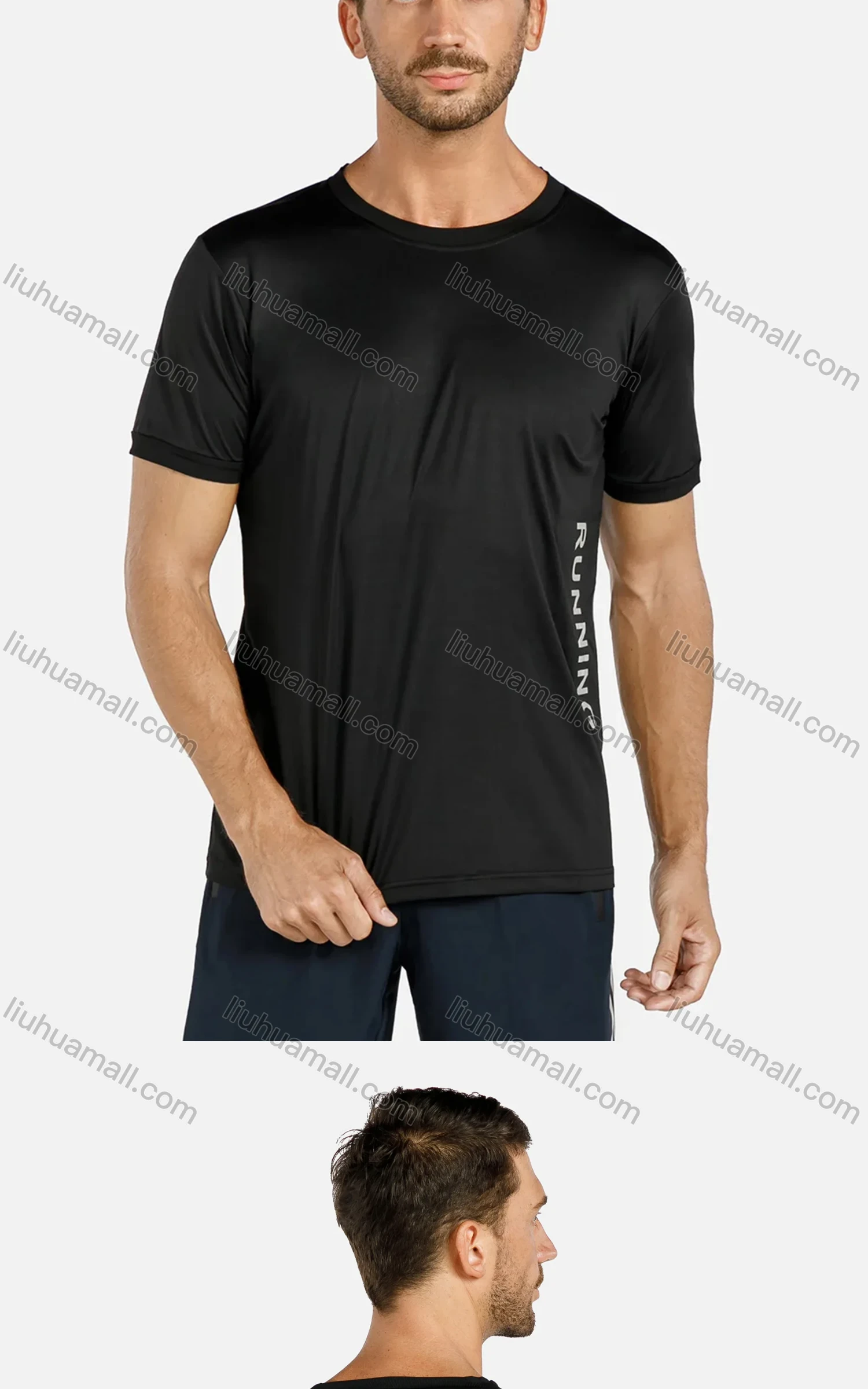 Wholesale Men's Sporty Short Sleeve Round Neck Slim Fit Quick Dry Plain Letter Print T-shirts - Liuhuamall