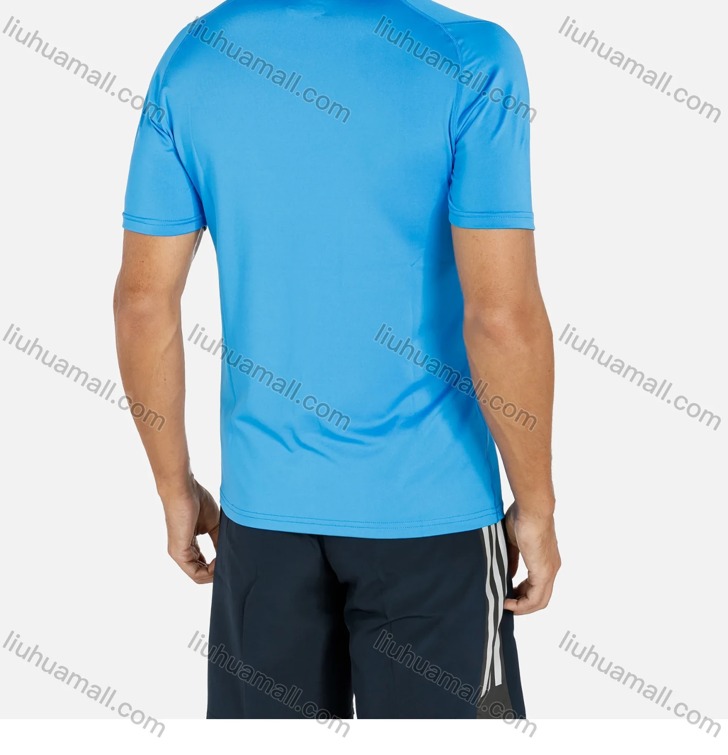 Wholesale Men's Sporty Plain Short Sleeve Round Neck Slim Fit Stretchy Quick Dry T-shirts - Liuhuamall