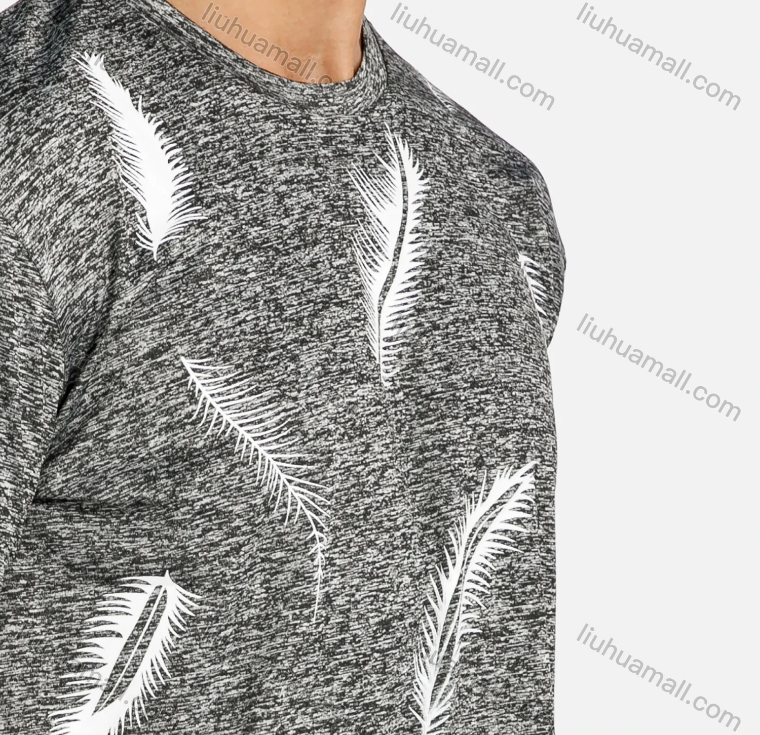 Wholesale Men's Feather Graphic Space Dye Round Neck T Shirt - Liuhuamall