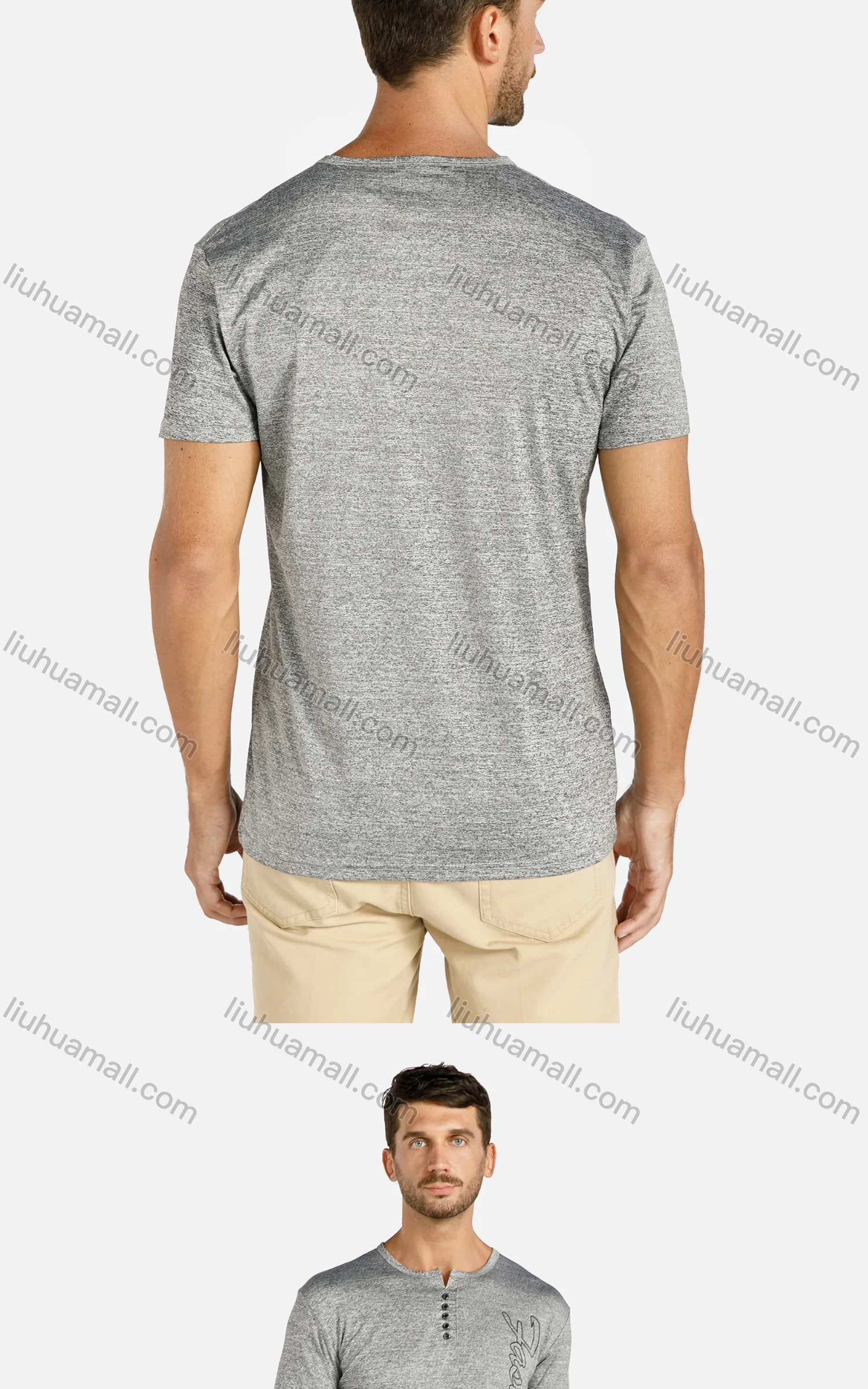 Wholesale Man's Regular Fit Letter Graphic Henley Shirt - Liuhuamall