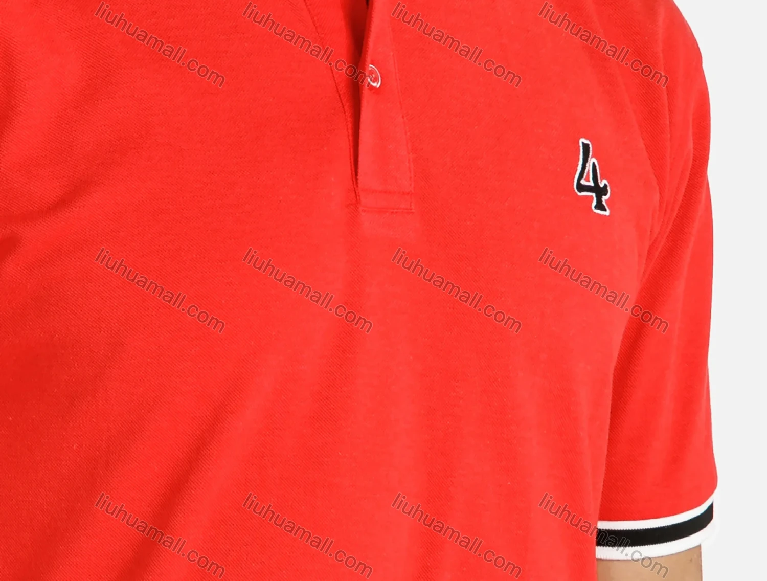 Wholesale Men's Striped Trim Embroidered Casual Short Sleeve Polo Shirts - Liuhuamall