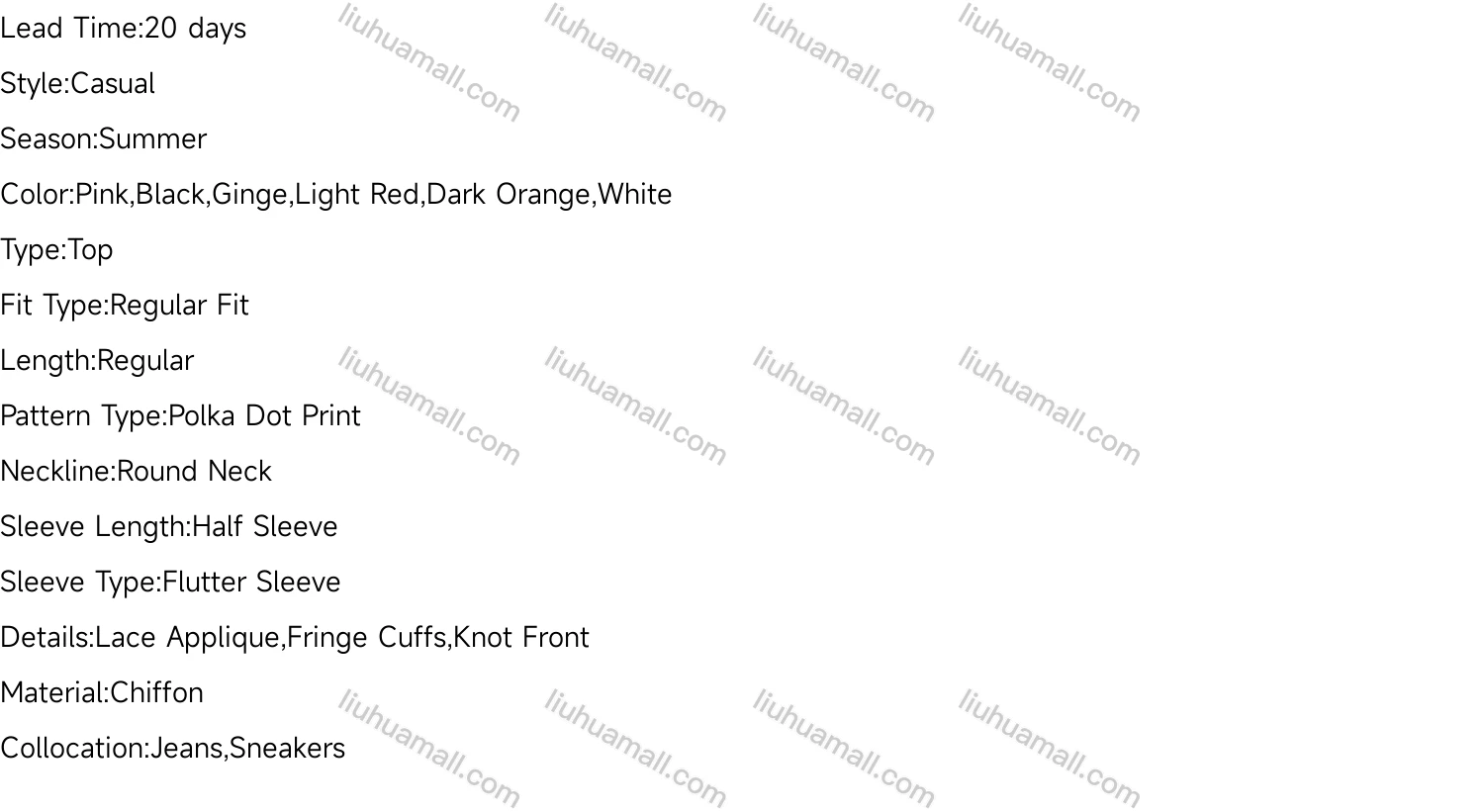 Wholesale Women's Summer Cold Shoulder Polka Dot Print Knot Front Top - Liuhuamall