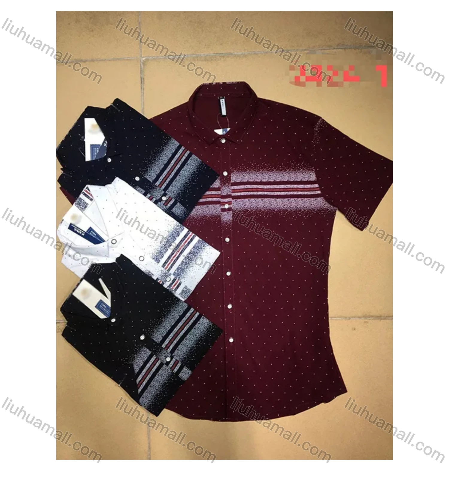 Wholesale Men's Casual Short Sleeve Abstract Print Button Down Shirt - Liuhuamall