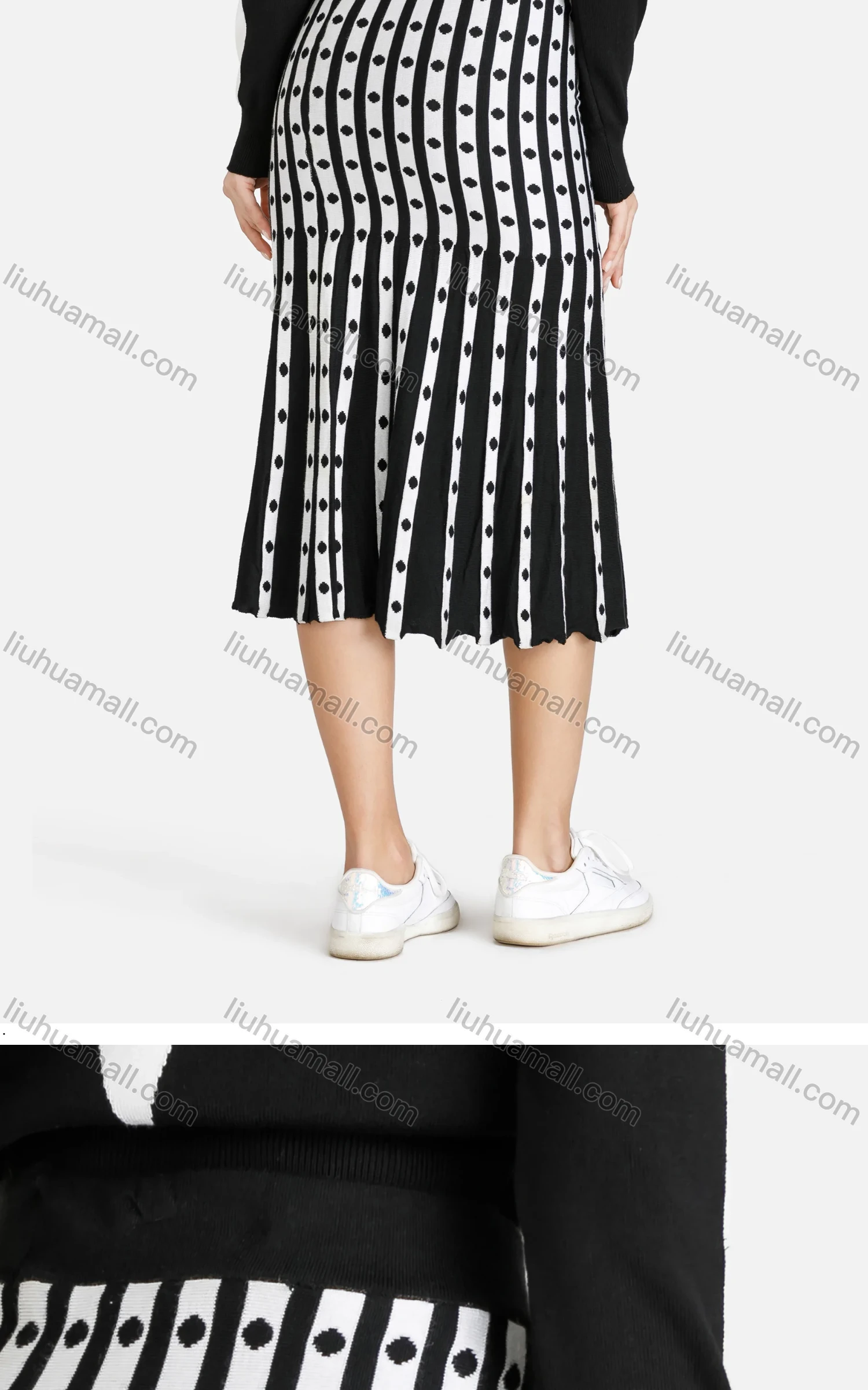 Wholesale Women's Glamorous Elastic Waist Striped & Diamond Midi Skirt 7812# - Liuhuamall