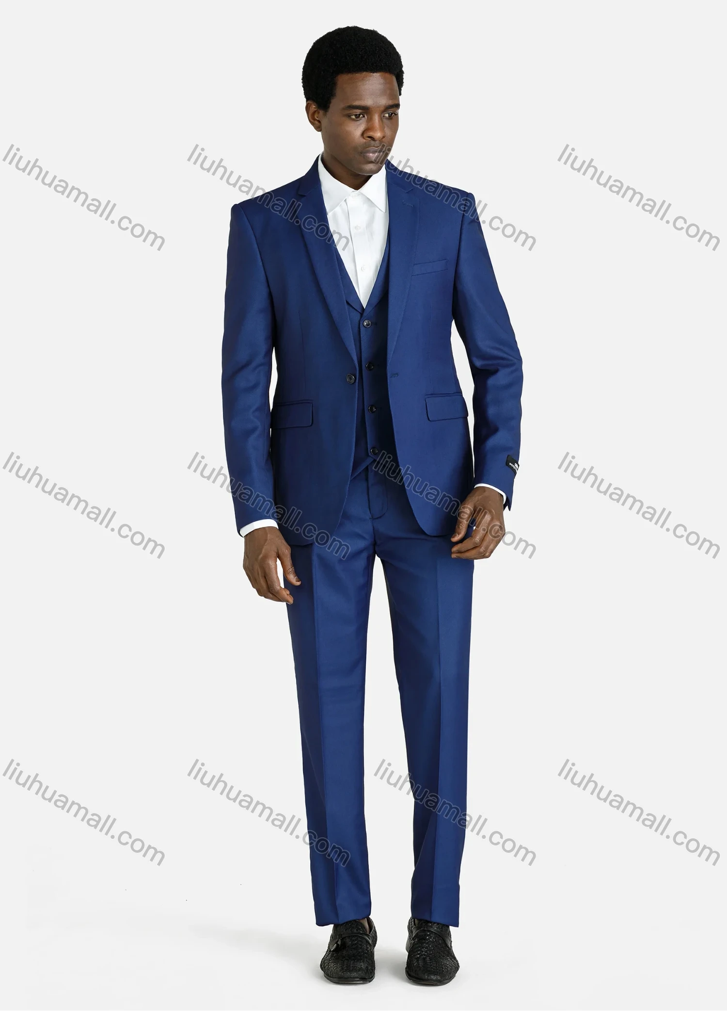 Wholesale Men's Formal Slim Fit Lapel One Button Jacket With Waistcoat 3-Pieces Suit Set - Liuhuamall
