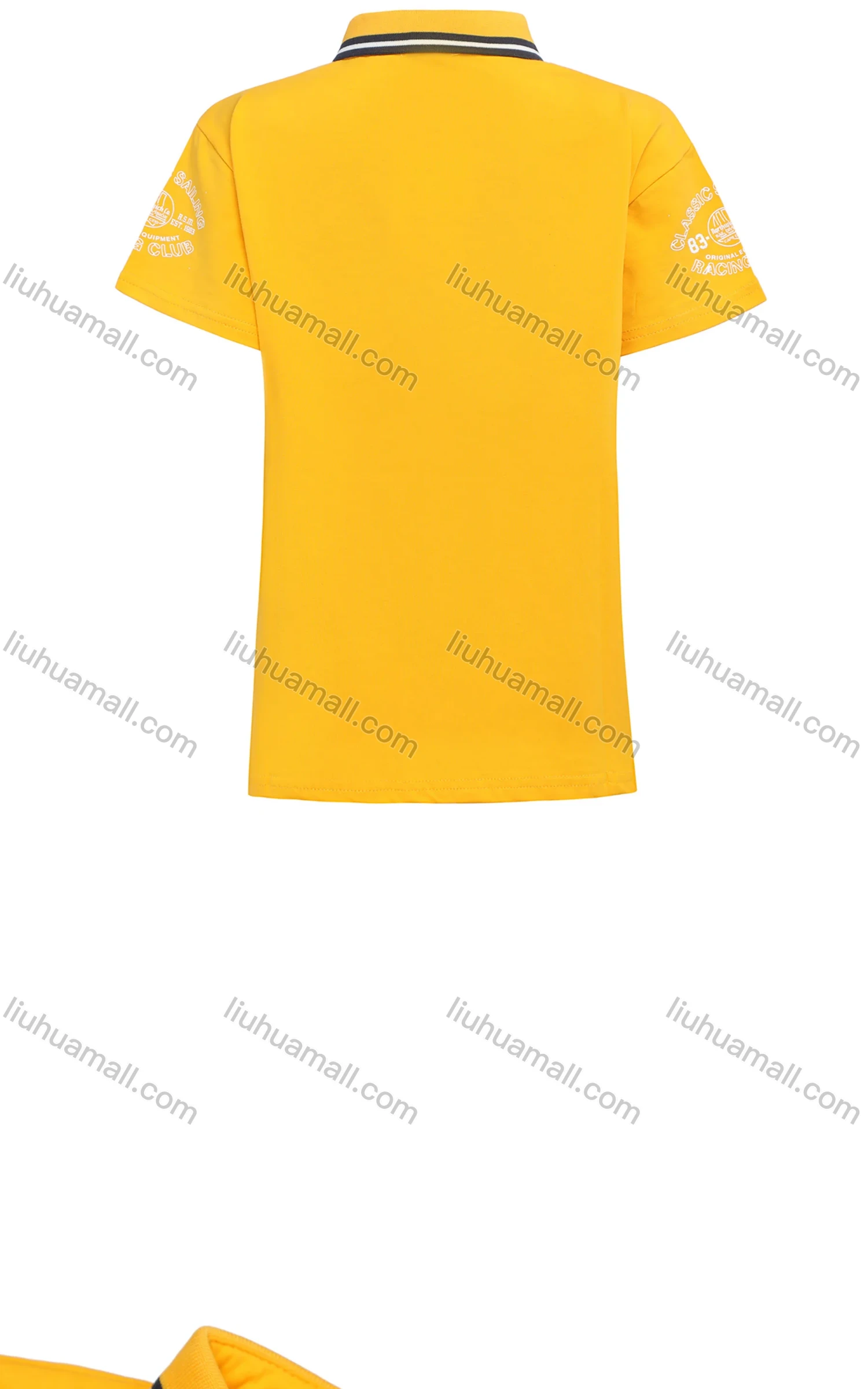 Wholesale Boy's Casual Letter Graphic Embroidered Striped Short Sleeve Polo Shirt - Liuhuamall