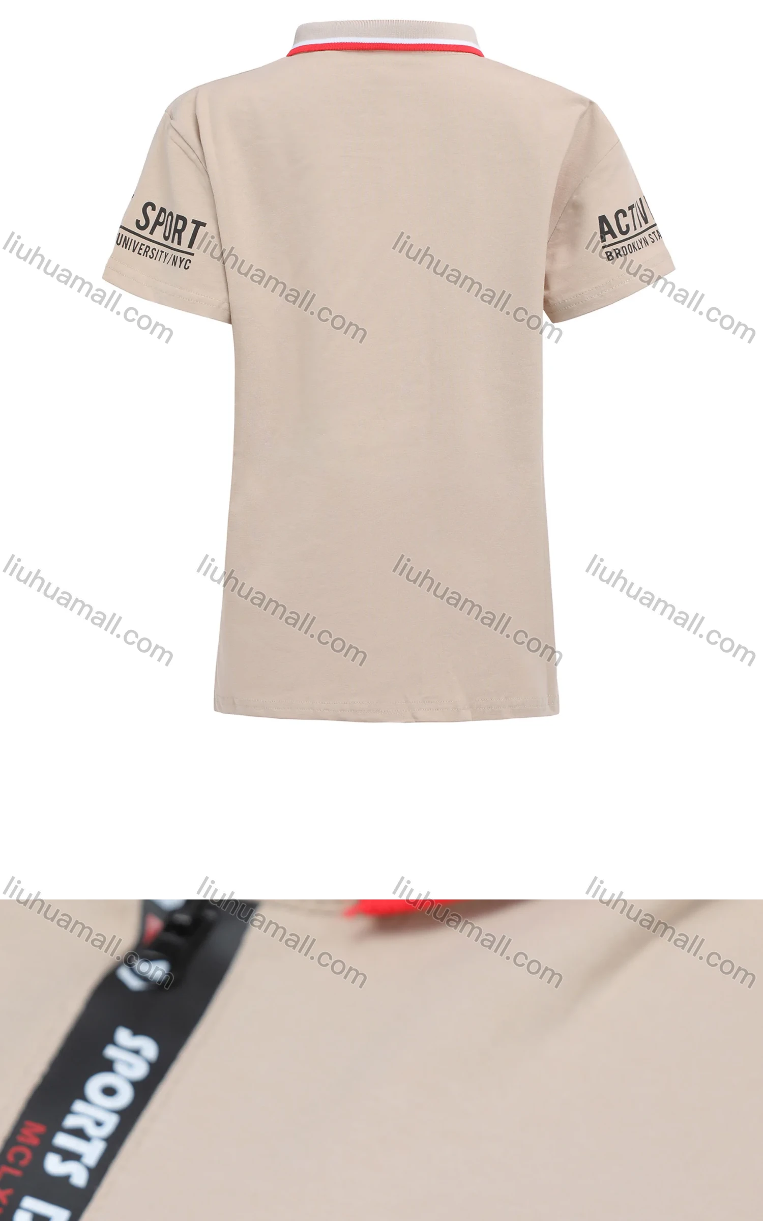 Wholesale Boy's Casual Letter Print Embroidered Quarter Zip Short Sleeve Polo Shirt - Liuhuamall